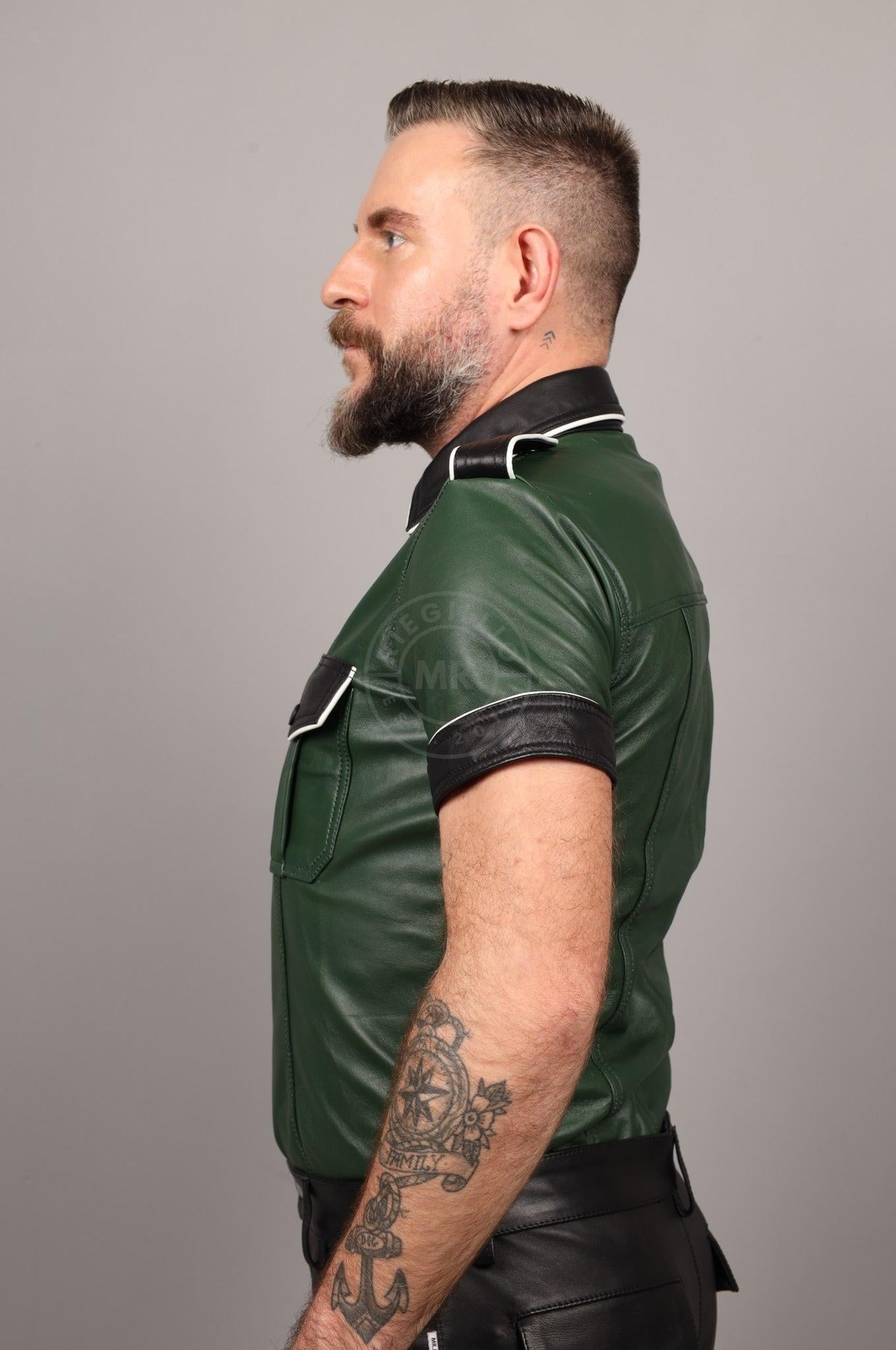 Colored Leather Shirt - Green at MR. Riegillio