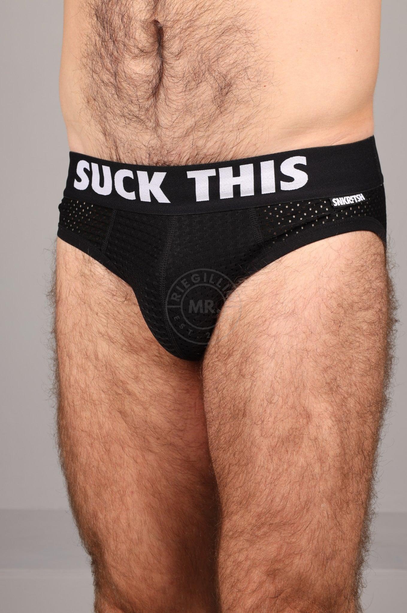 SNKRFTSH Mesh Jock SUCK THIS / EAT THIS - Black at MR. Riegillio