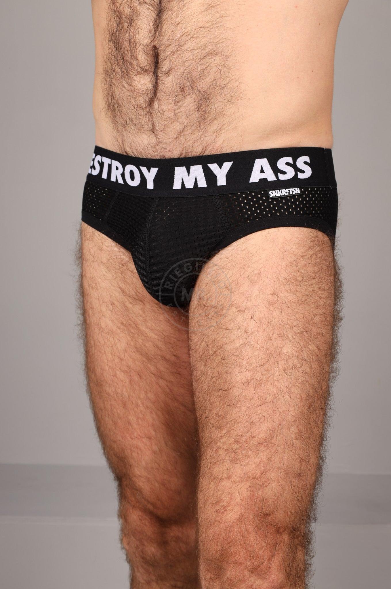 SNKRFTSH Mesh Jock DESTROY MY ASS - Black at MR. Riegillio