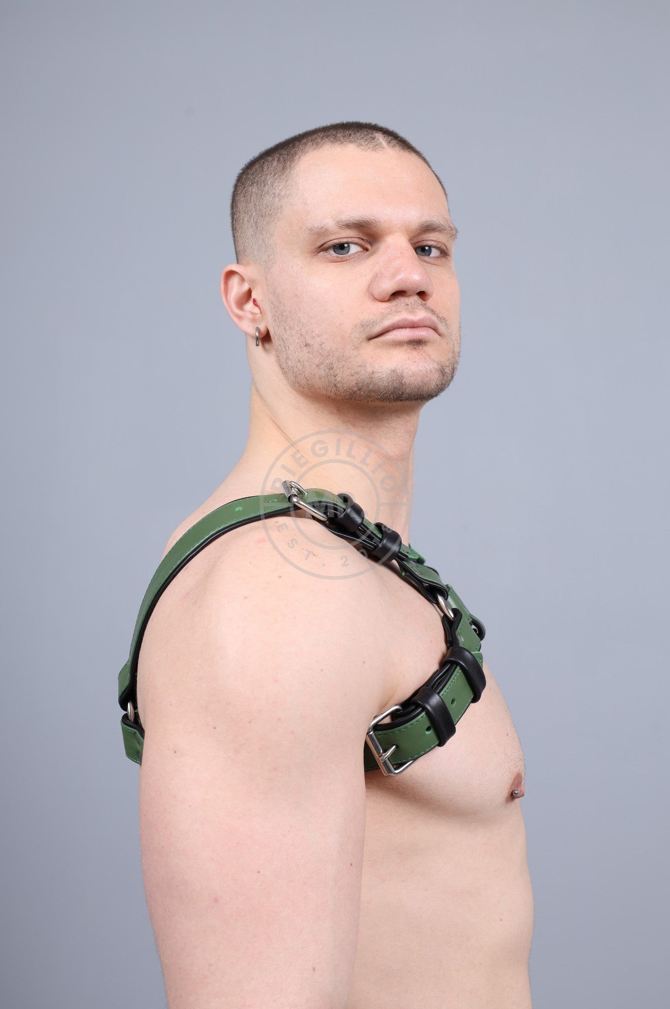 Leather Harness - Army Green at MR. Riegillio