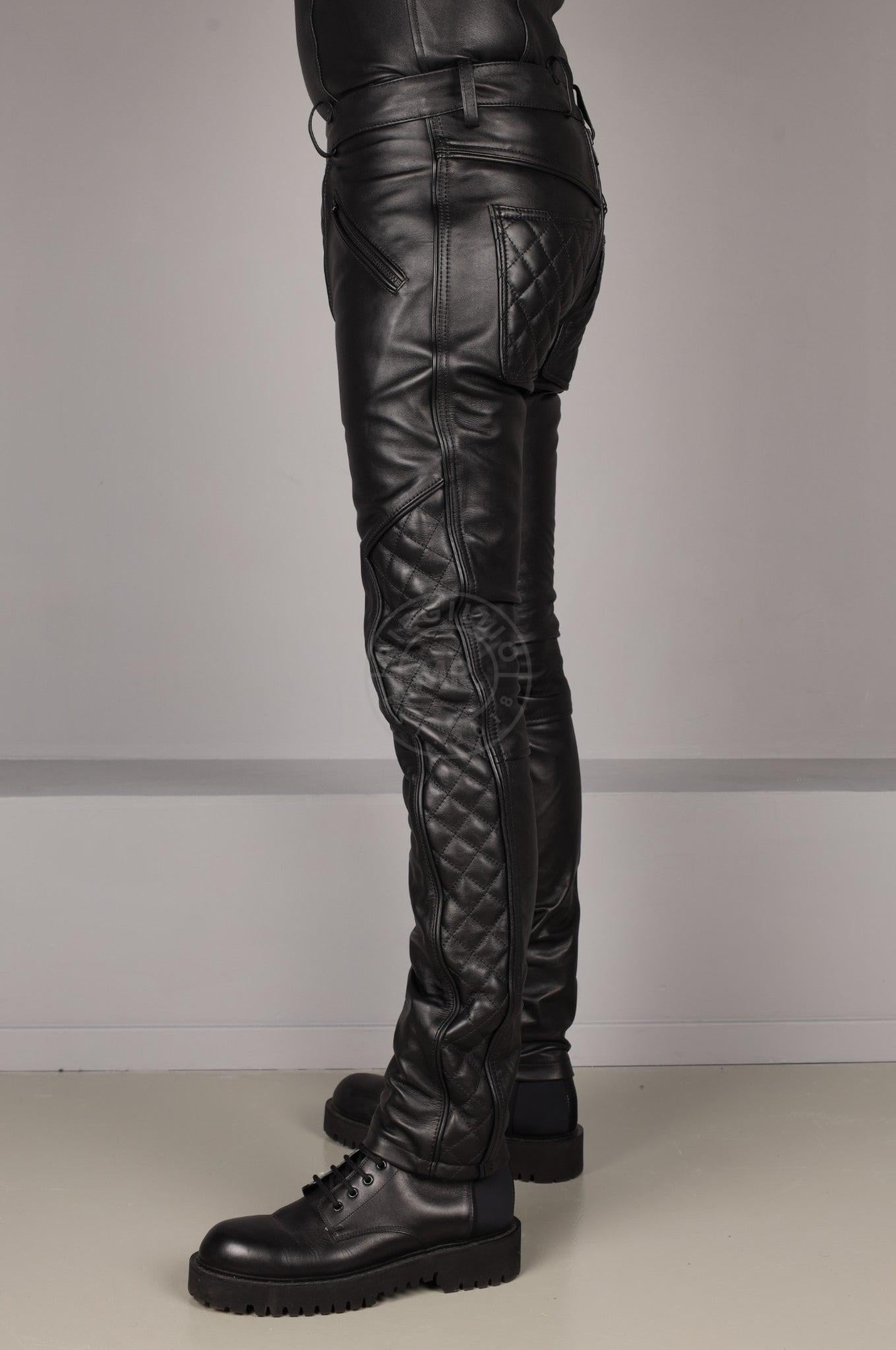 Black Leather FTSH Pants - Thru Zip at MR. Riegillio