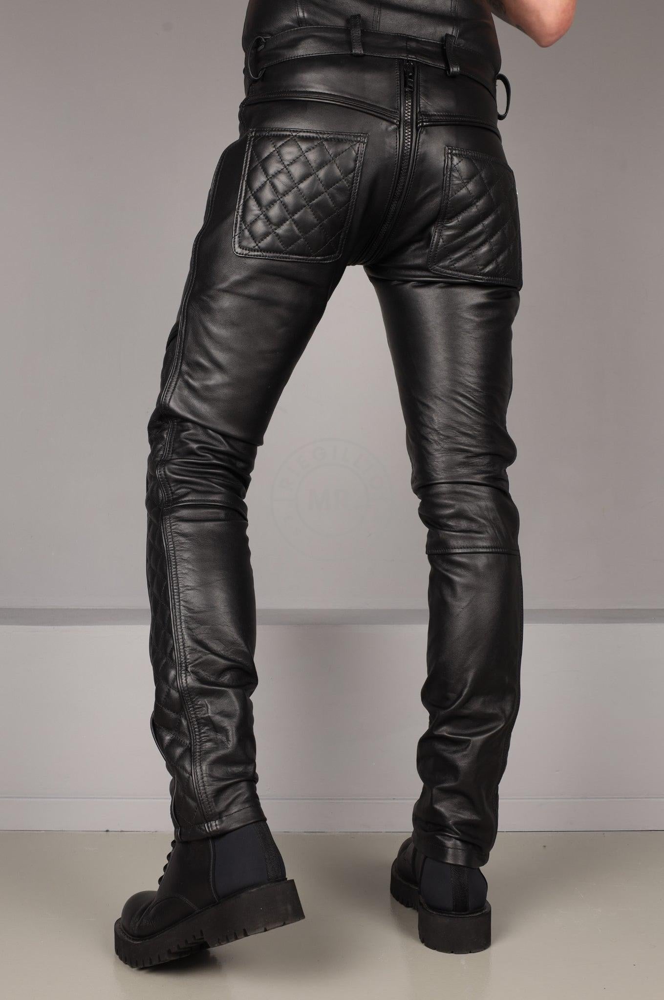 Black Leather FTSH Pants - Thru Zip at MR. Riegillio