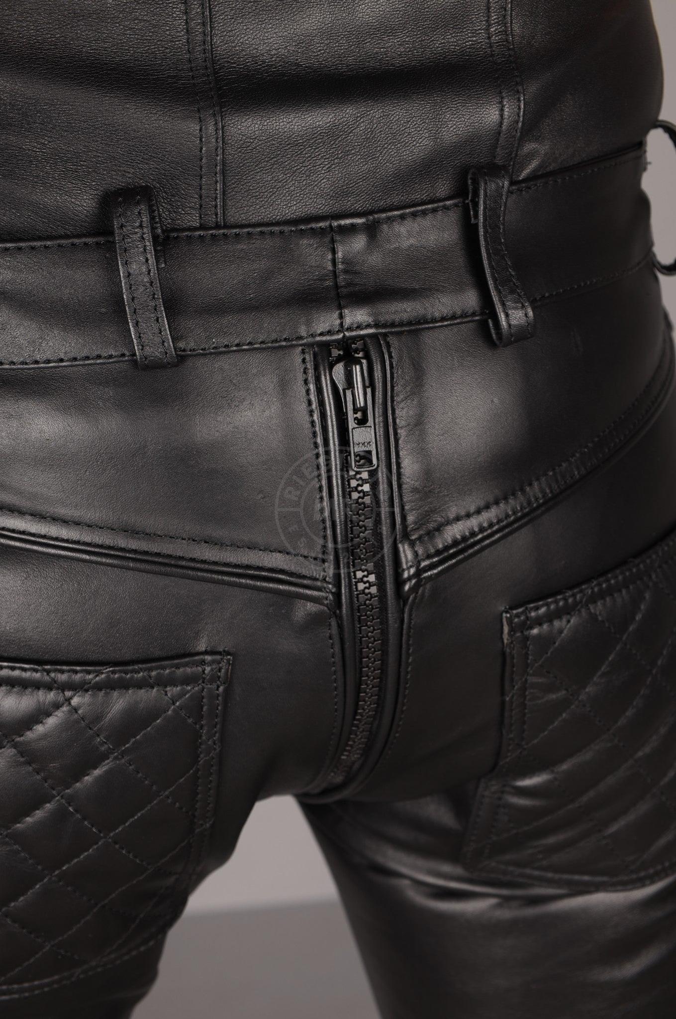 Black Leather FTSH Pants - Thru Zip at MR. Riegillio