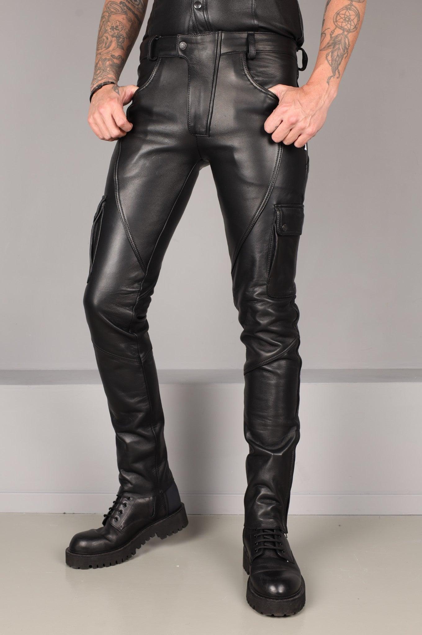 Black Leather Saddle Pants at MR. Riegillio