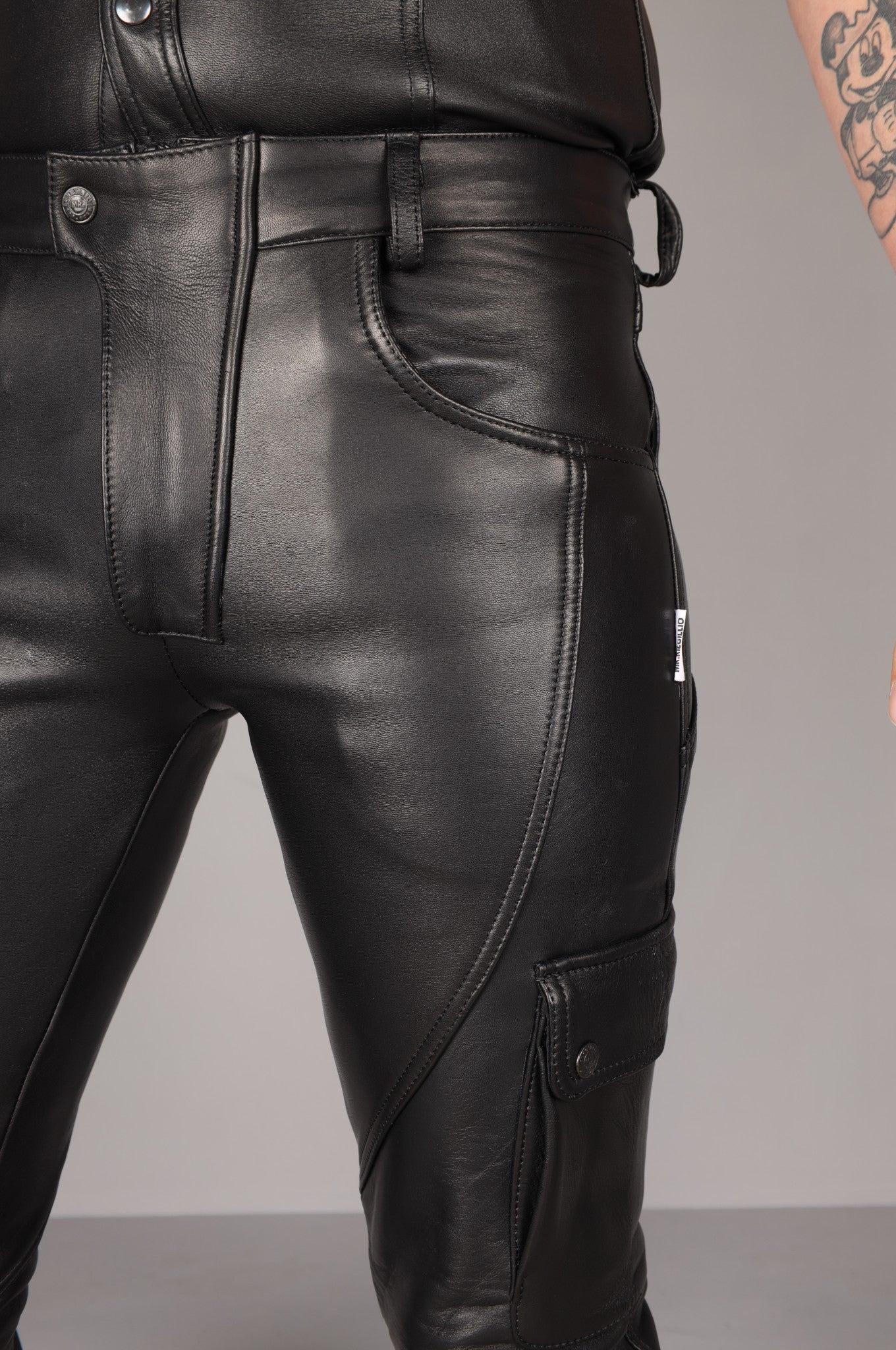 Black Leather Saddle Pants at MR. Riegillio