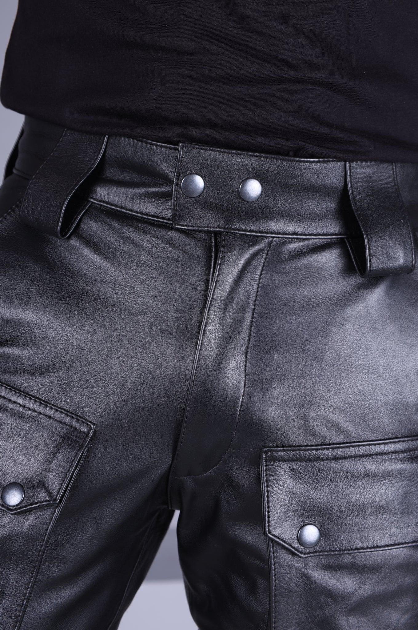 Black Leather Pants - Snap Pockets at MR. Riegillio