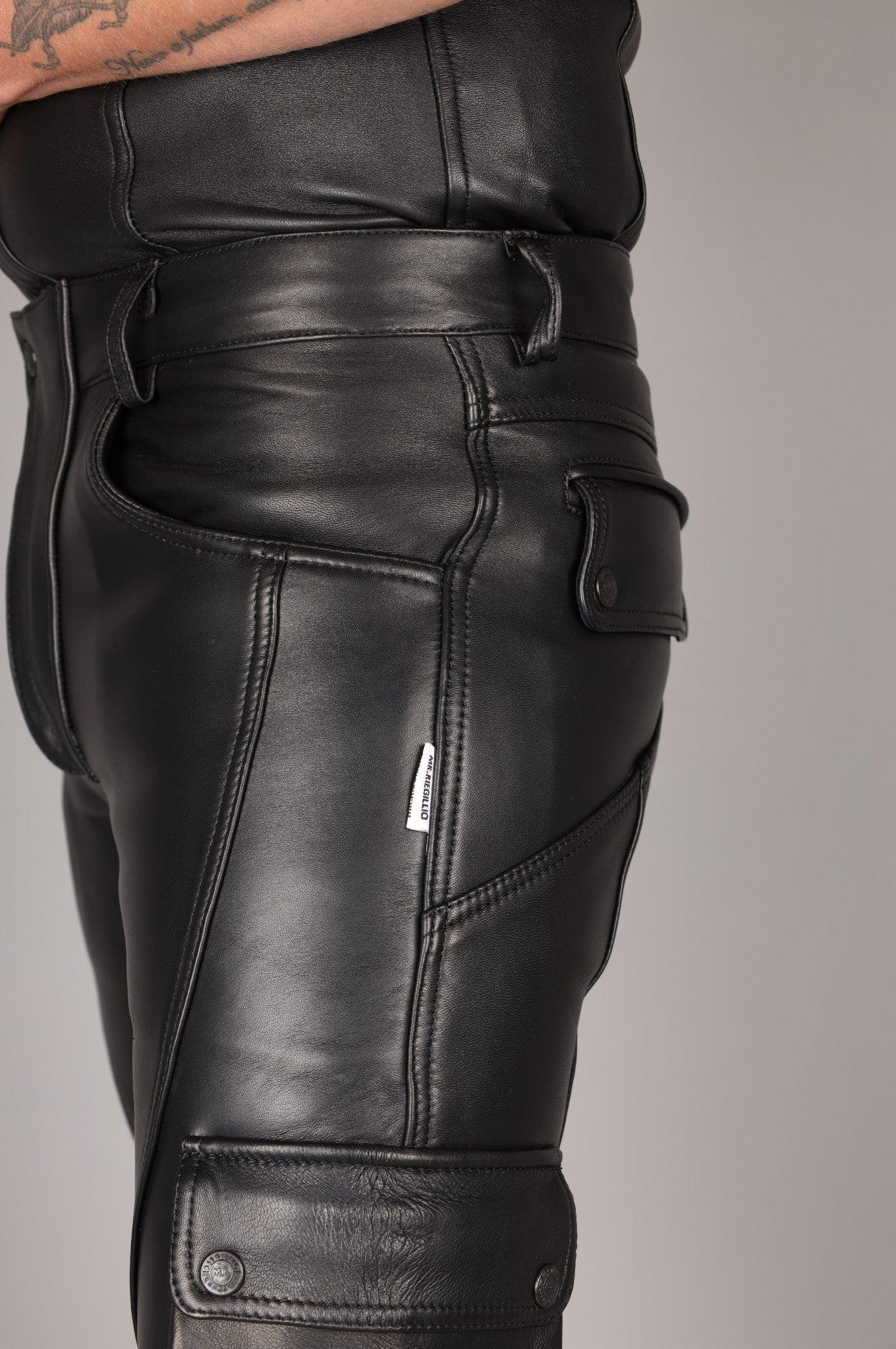 Black Leather Saddle Pants at MR. Riegillio