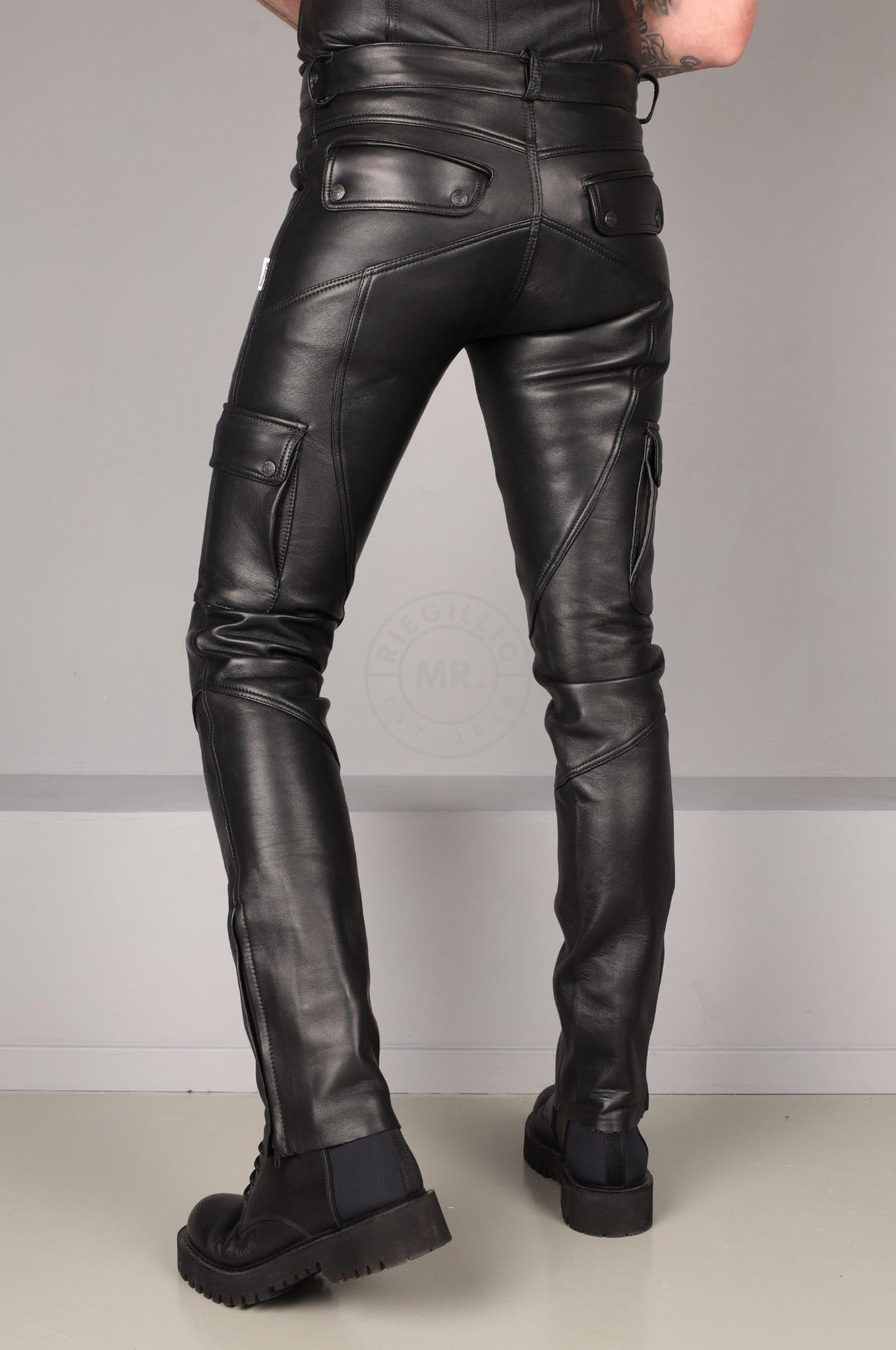 Black Leather Saddle Pants at MR. Riegillio