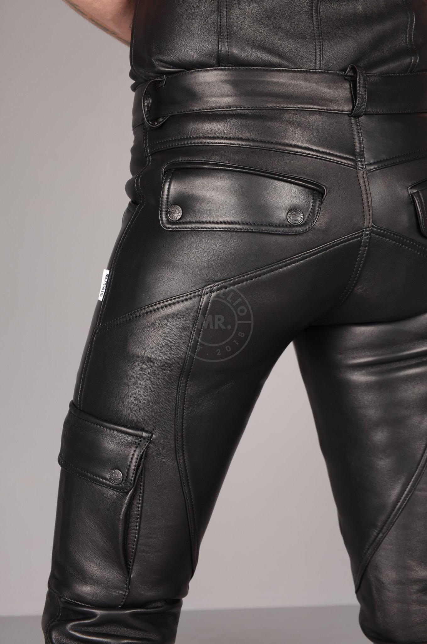Black Leather Saddle Pants at MR. Riegillio