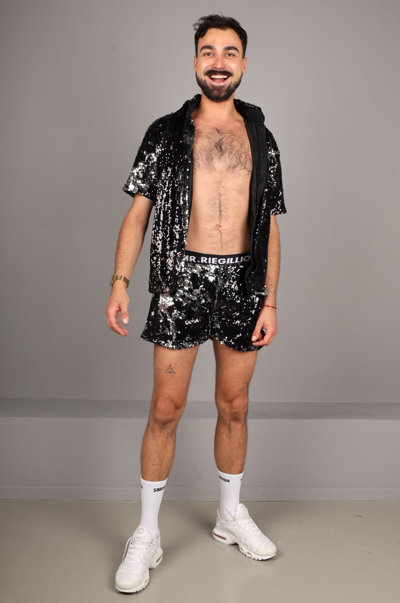 Schwarz/Silber Pailletten-Shirt