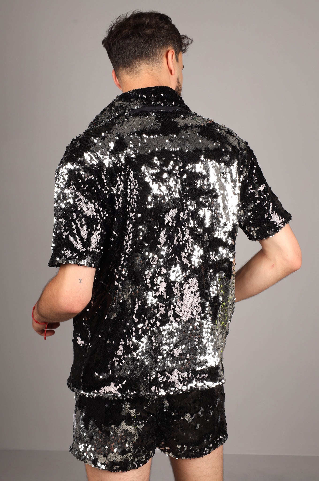 Schwarz/Silber Pailletten-Shirt