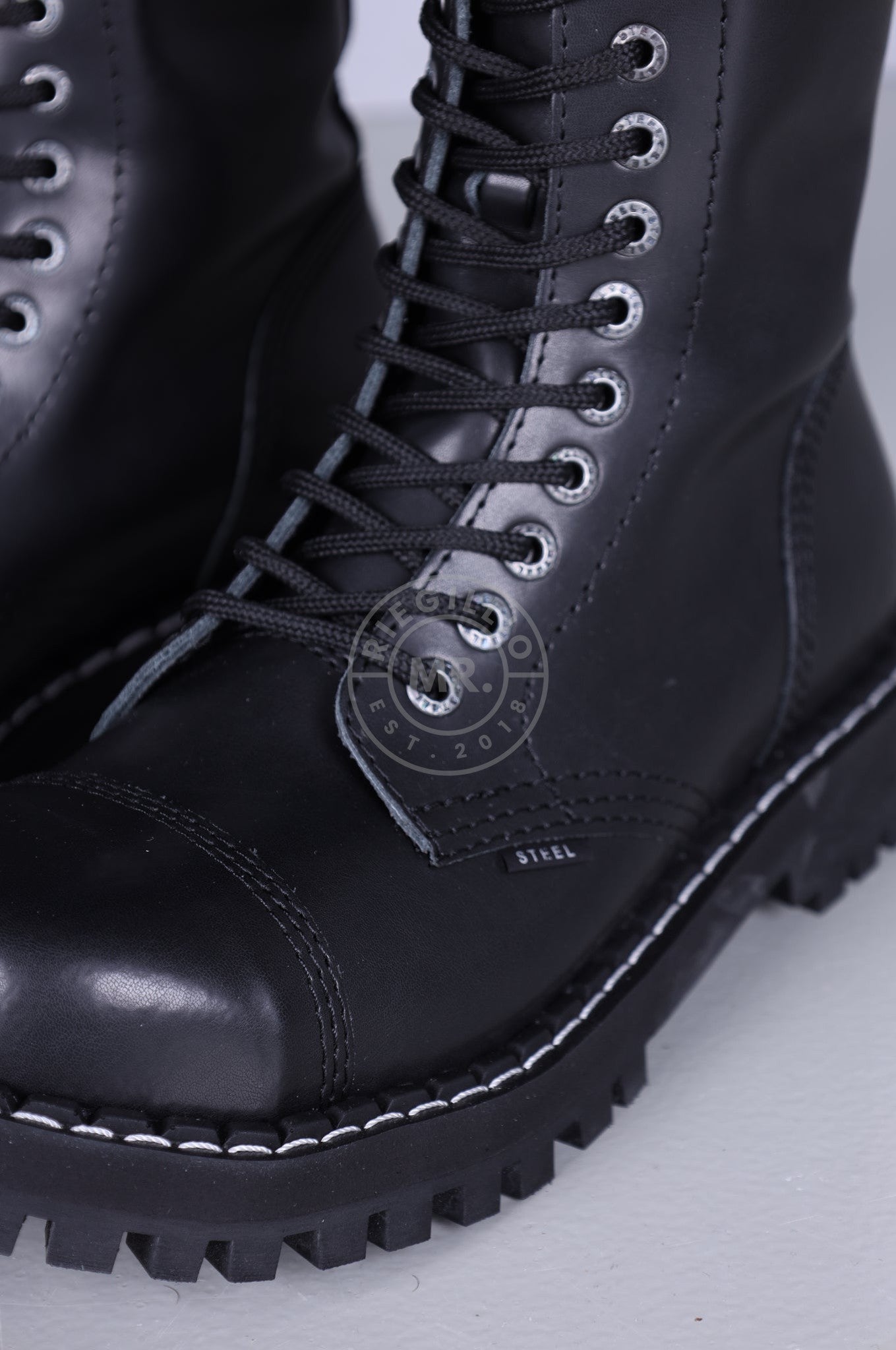 Black Steel Boots Skinhead Boots 20 hole at MR. Riegillio