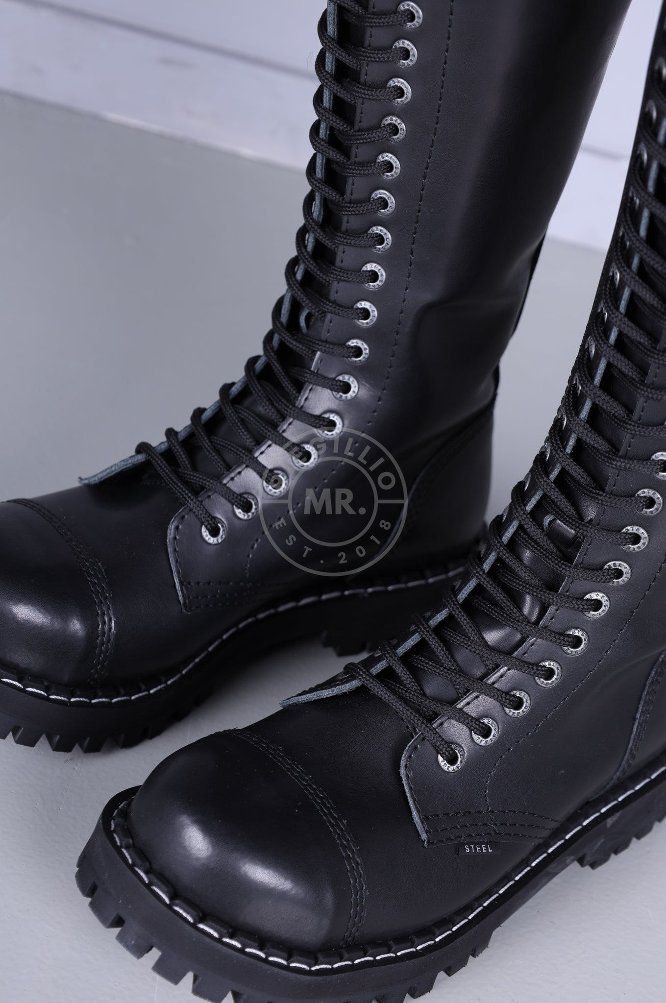 Black Steel Boots Skinhead Boots 20 hole at MR. Riegillio