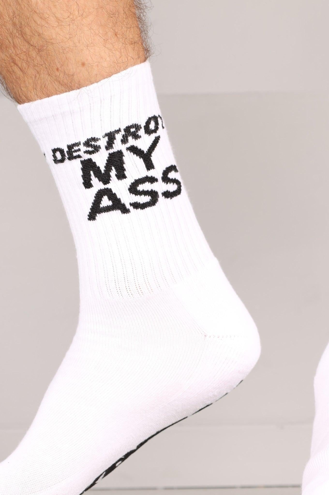 SNKRFTSH DESTROY MY ASS Socks at MR. Riegillio