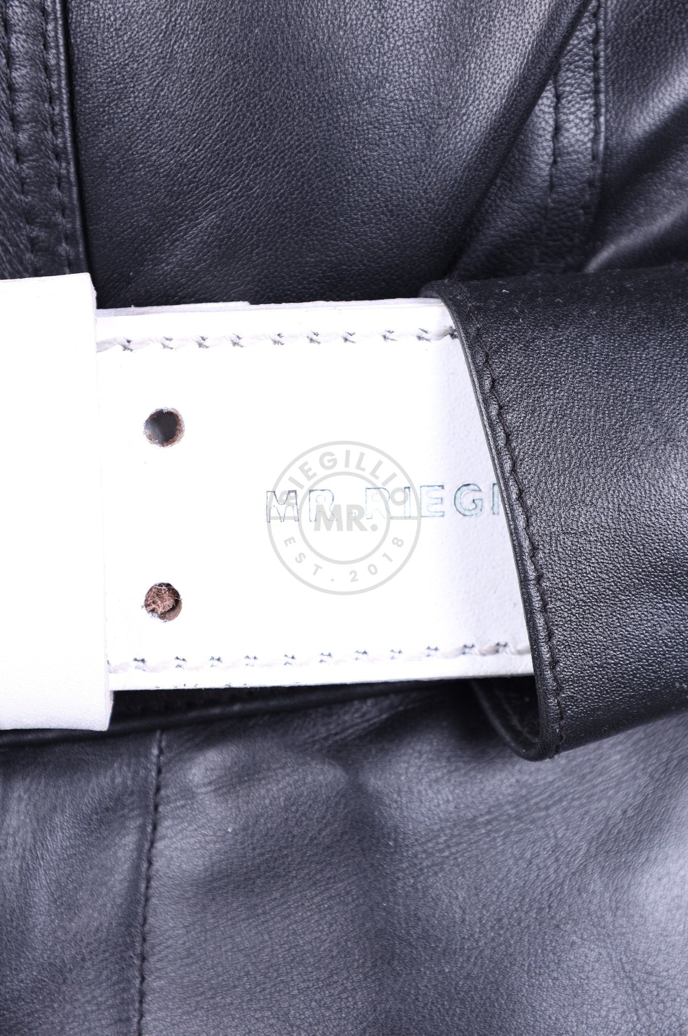 White Leather Belt at MR. Riegillio