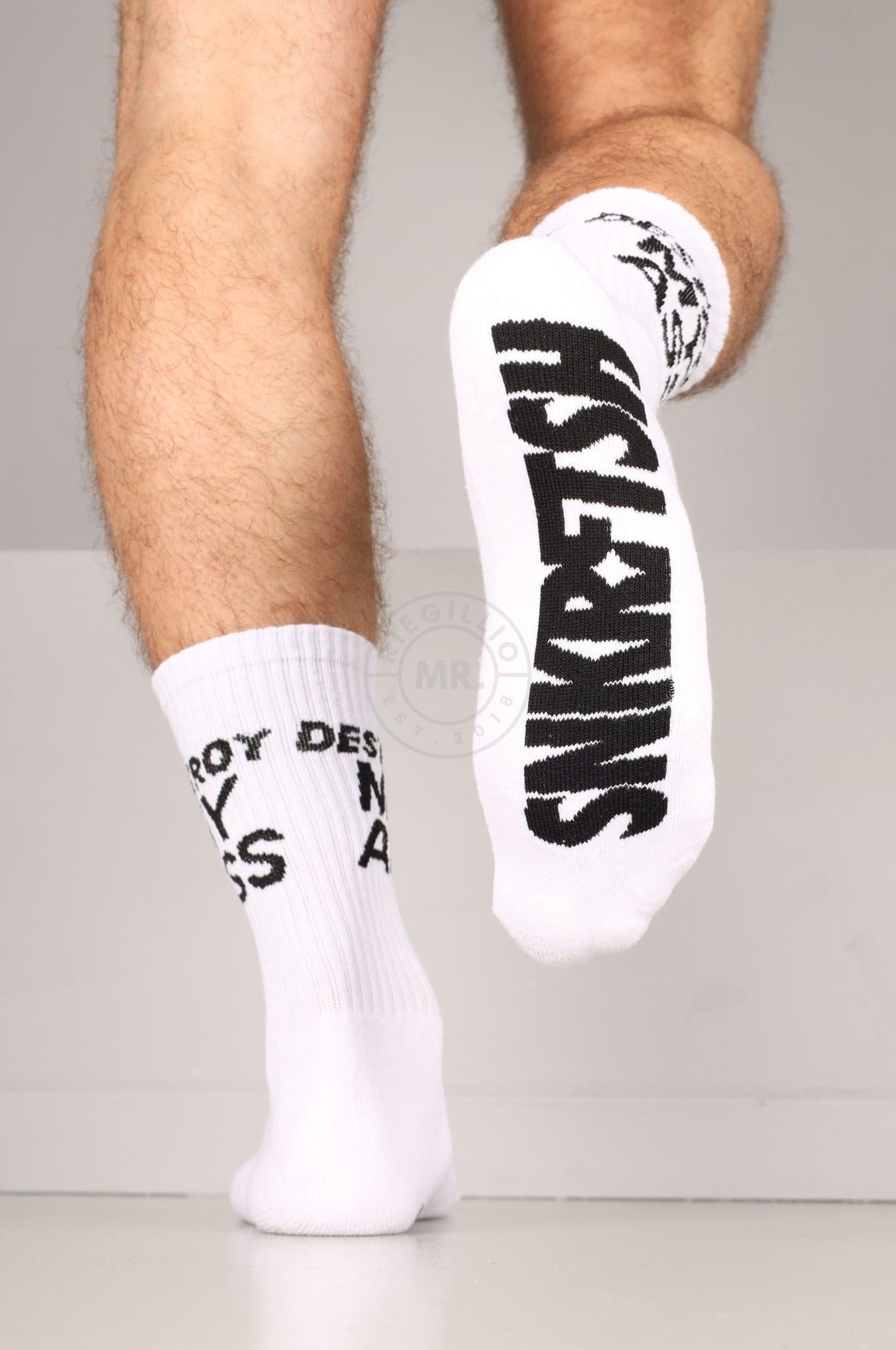 SNKRFTSH DESTROY MY ASS Socks at MR. Riegillio