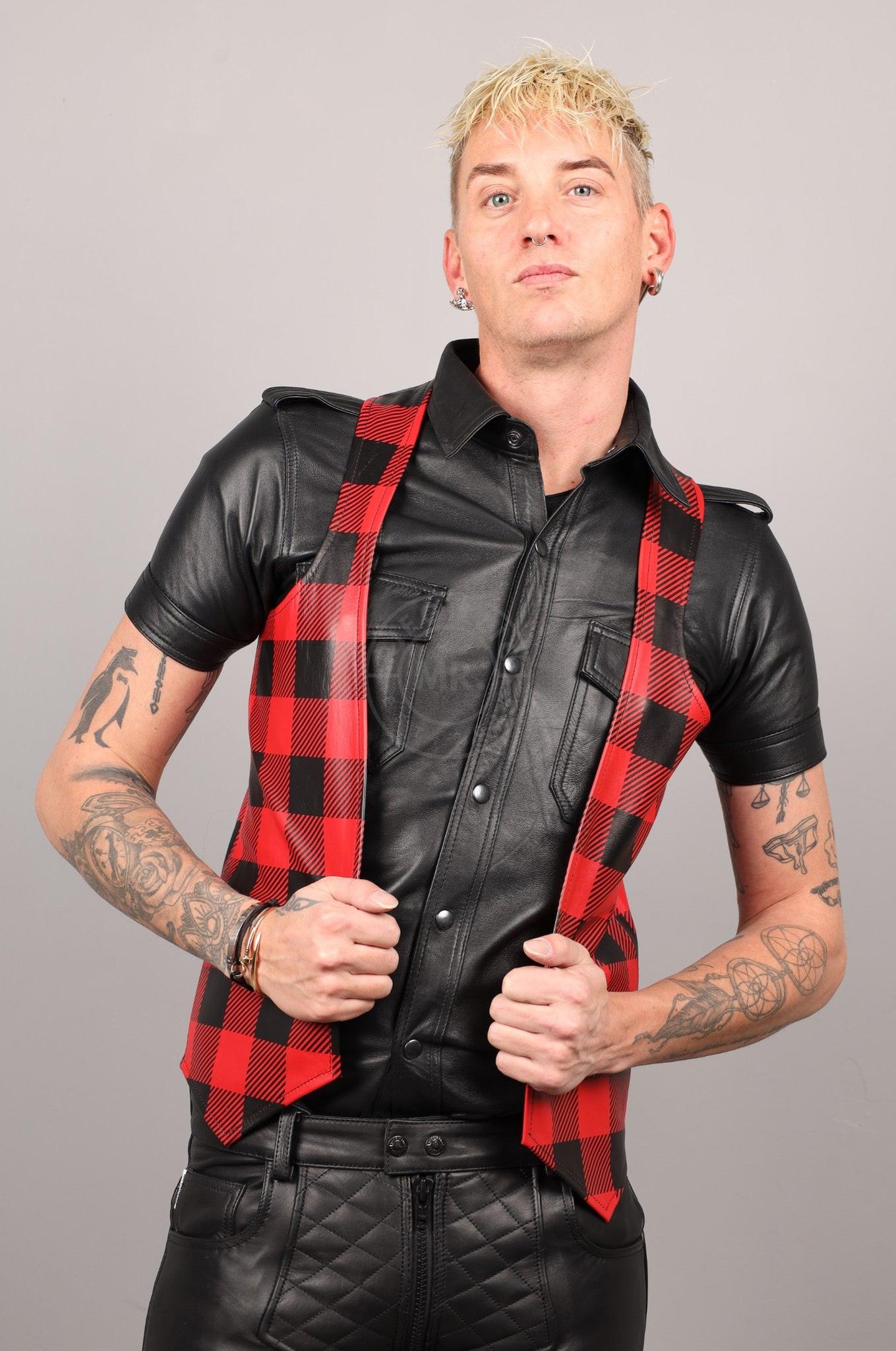 Leather Flannel Waistcoat - Red at MR. Riegillio