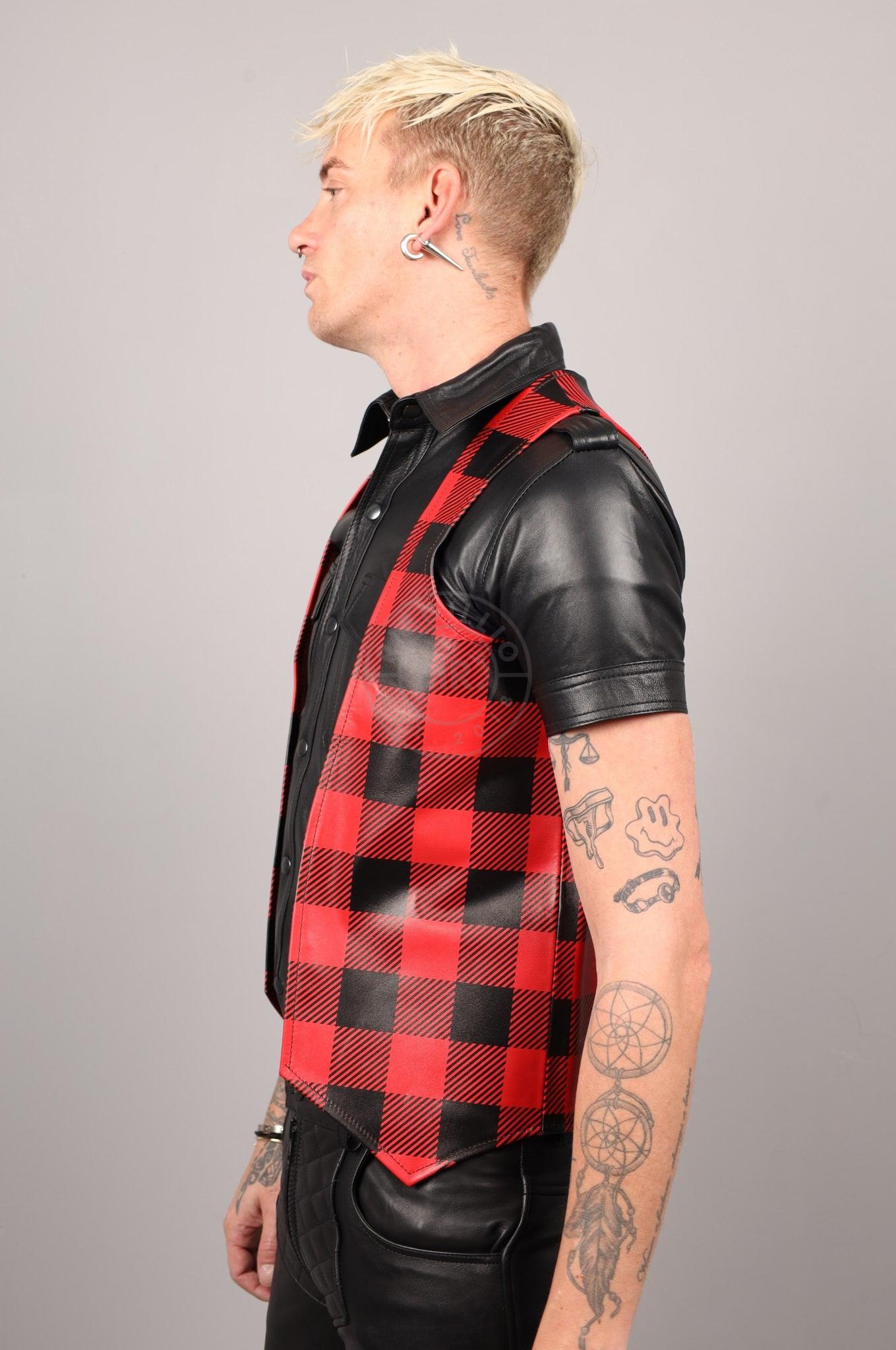 Leather Flannel Waistcoat - Red at MR. Riegillio