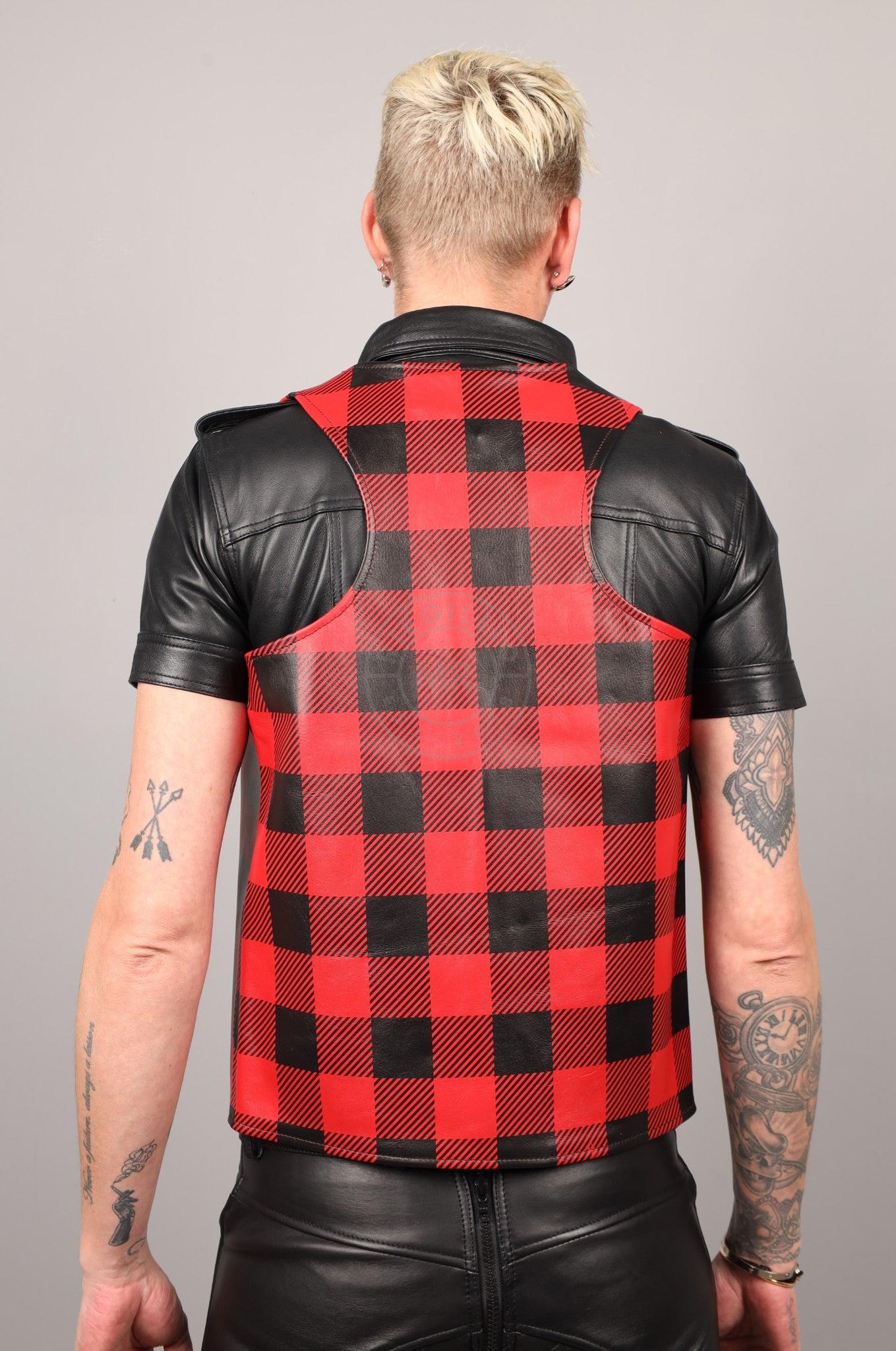 Leather Flannel Waistcoat - Red at MR. Riegillio