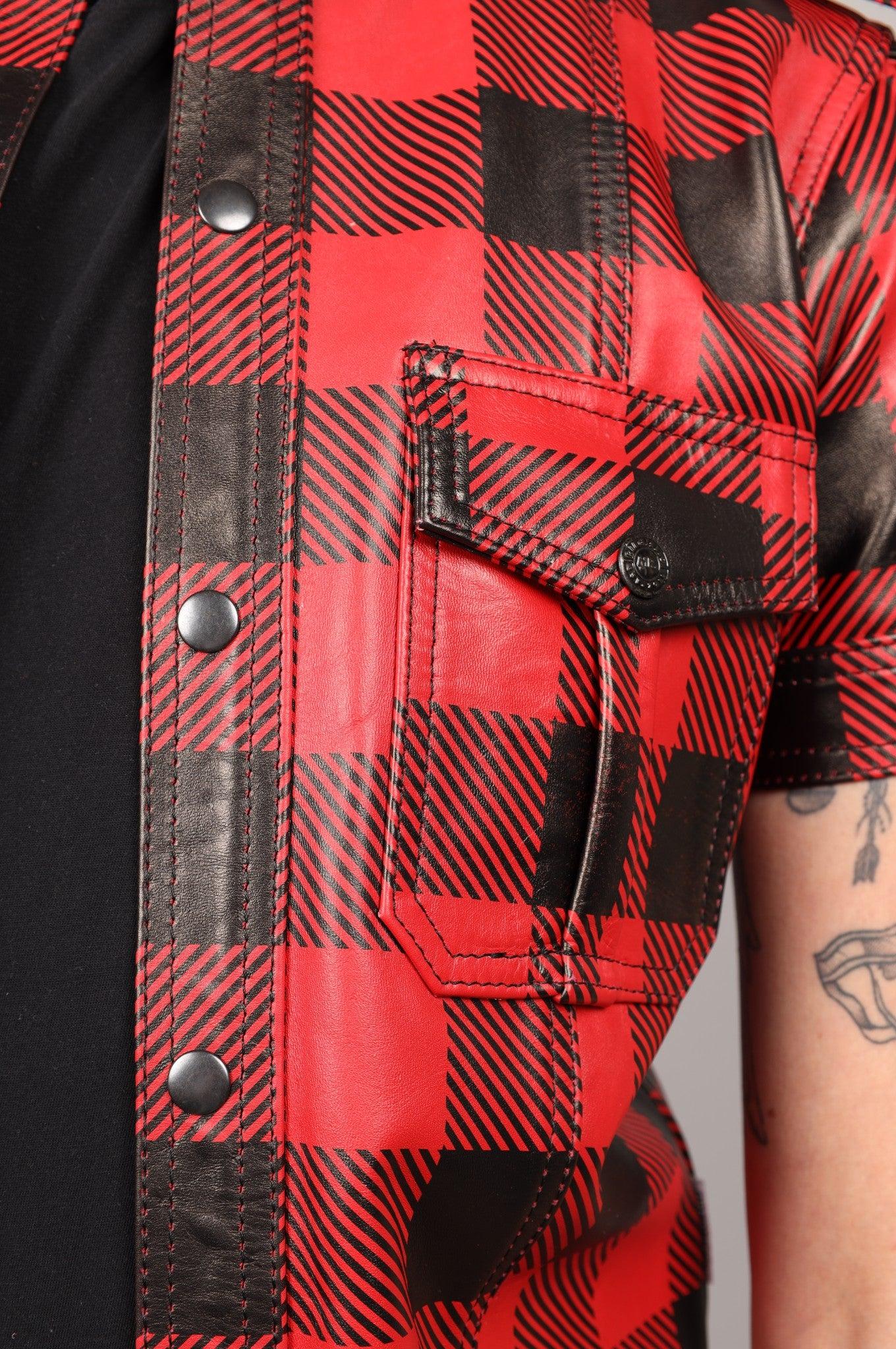 Red Flannel Leather Shirt at MR. Riegillio