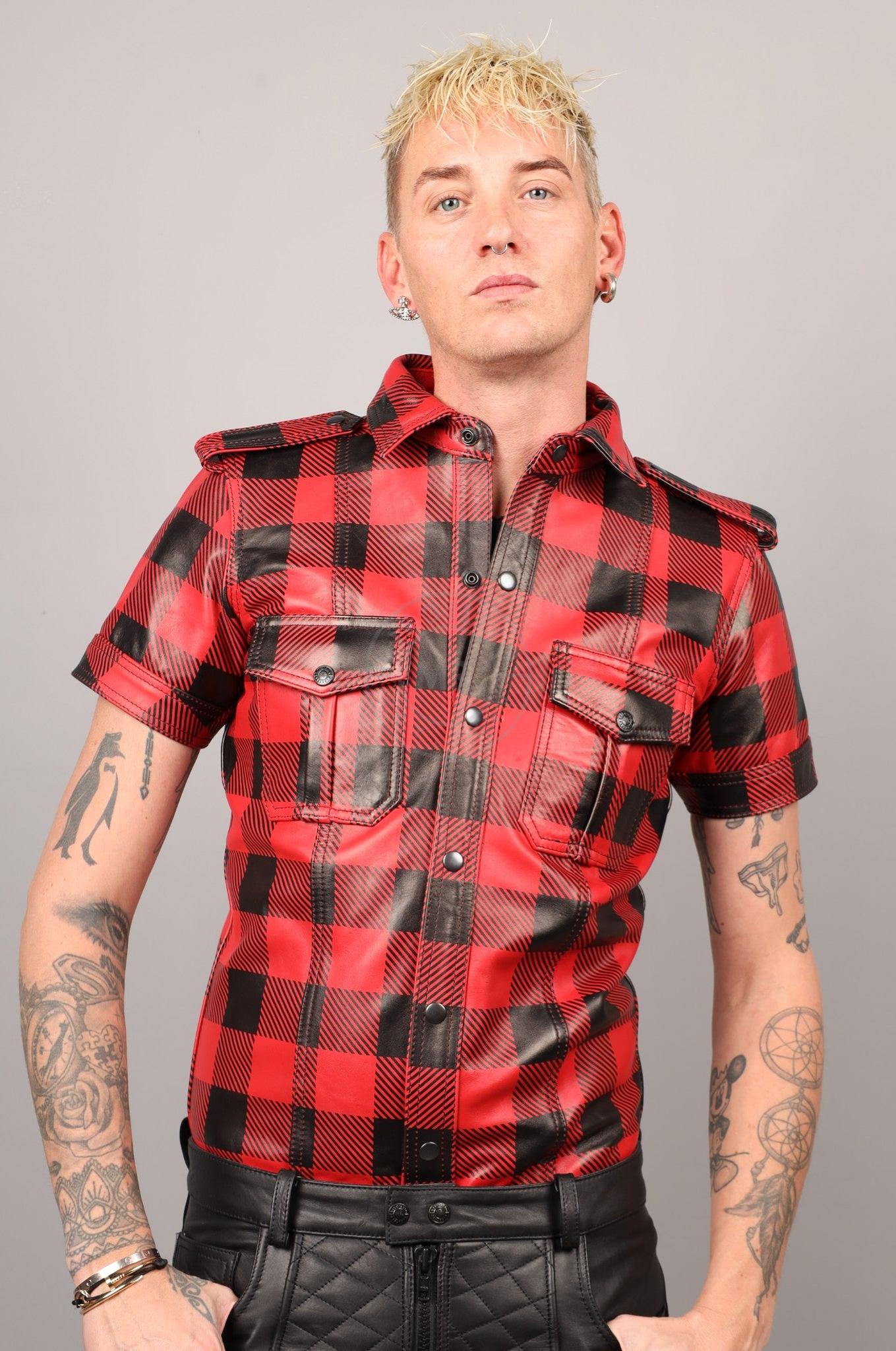 Red Flannel Leather Shirt at MR. Riegillio