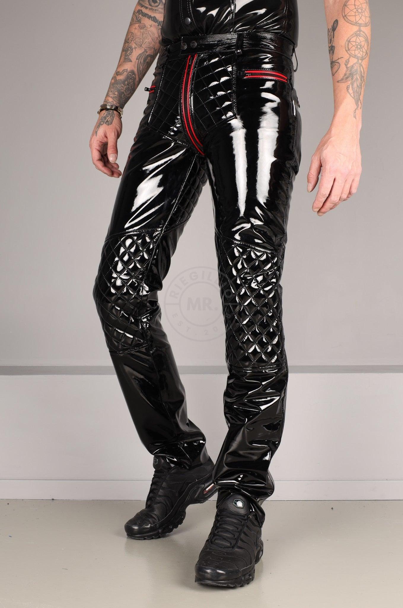 Padded PVC Pants - Thru Zip - Red Piping at MR. Riegillio
