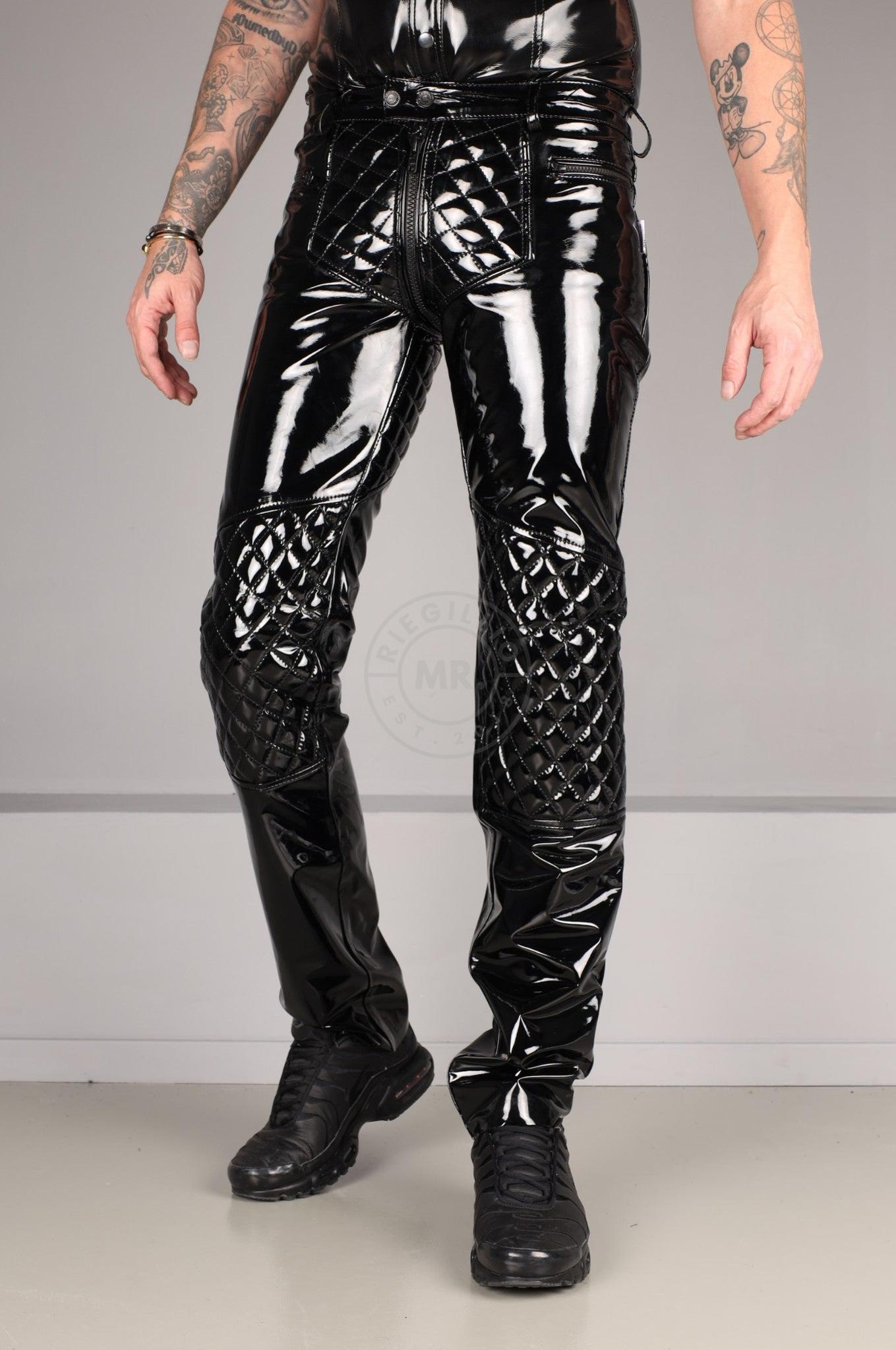 Padded PVC Pants - Thru Zip - Black Piping at MR. Riegillio