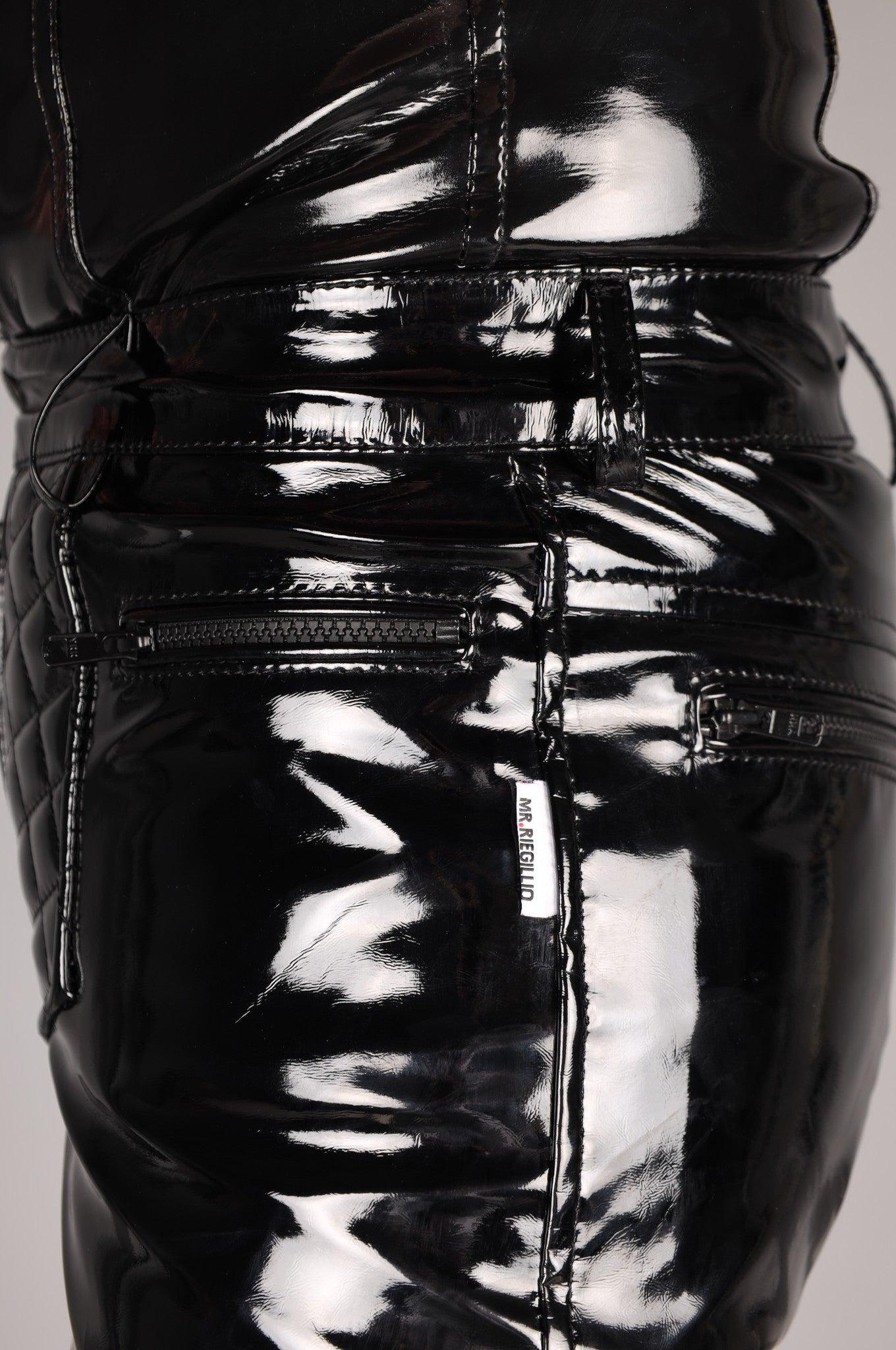 Padded PVC Pants - Thru Zip - Black Piping at MR. Riegillio