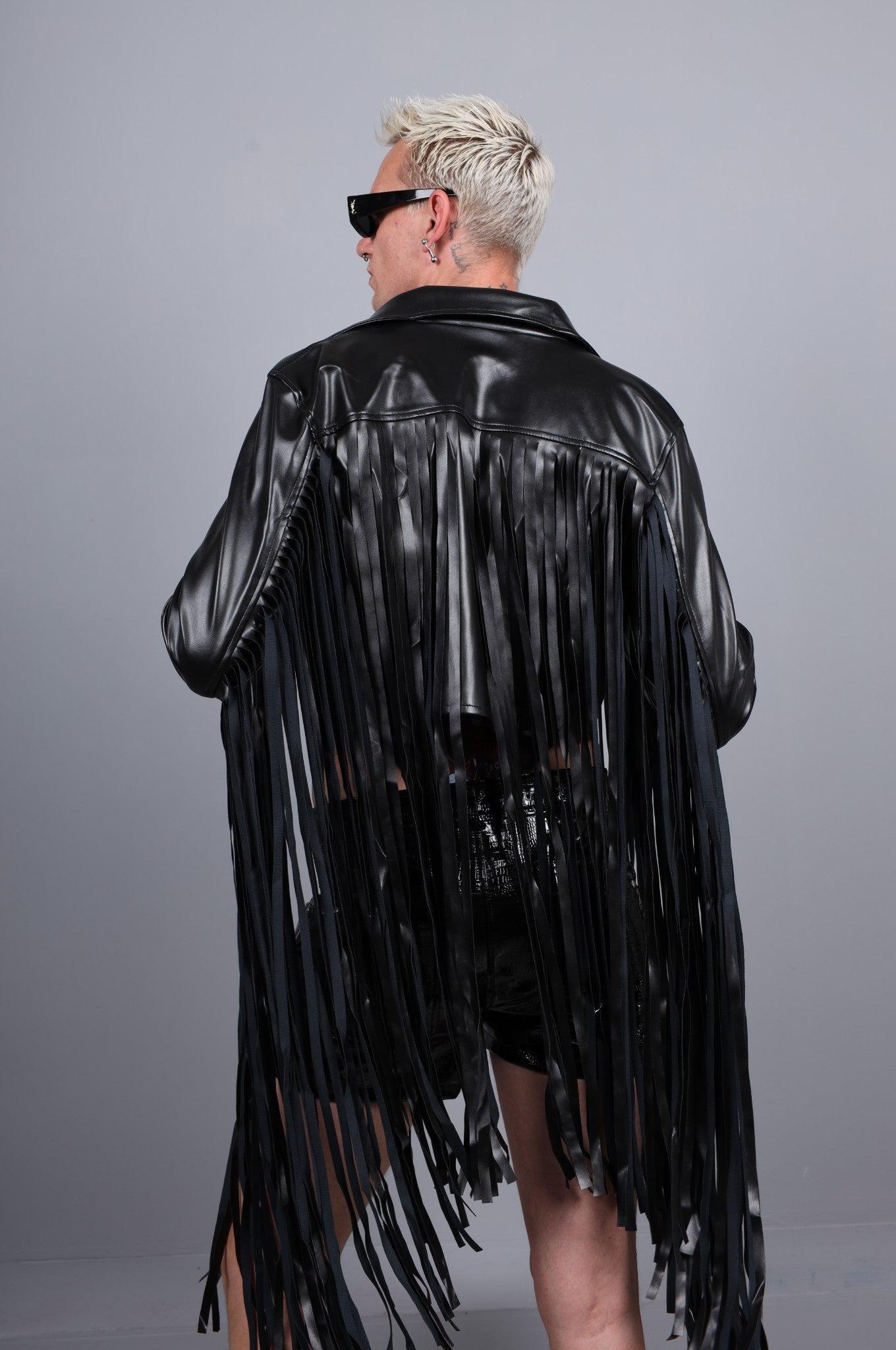 MR. Cropped Fringe Jacket - Black at MR. Riegillio