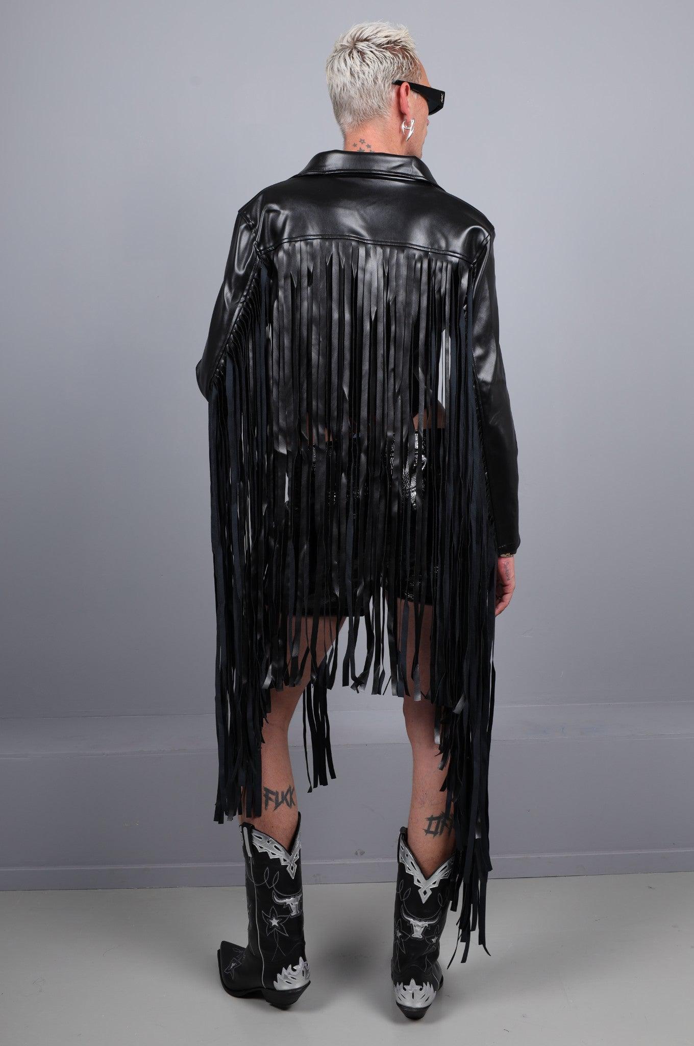 MR. Cropped Fringe Jacket - Black at MR. Riegillio
