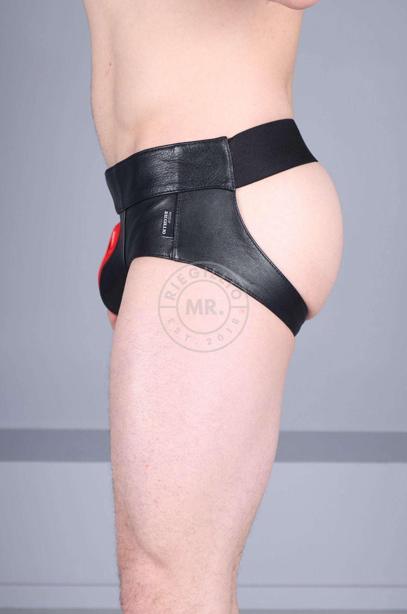 Power Leather Jockstrap - Red Stripe at MR. Riegillio