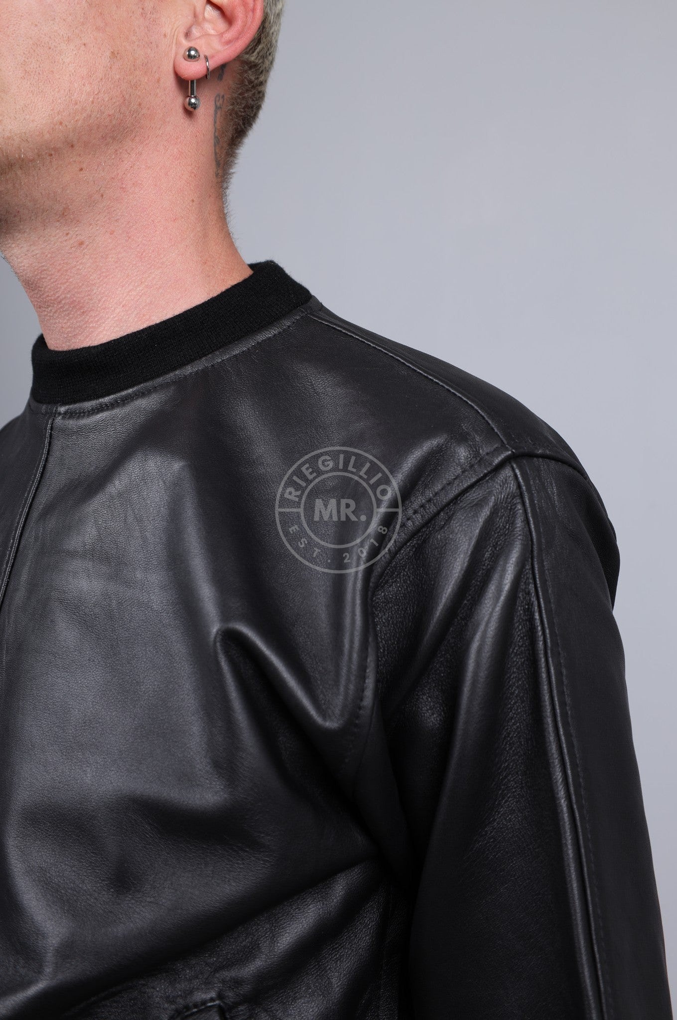 Full Black Leather Sweater at MR. Riegillio