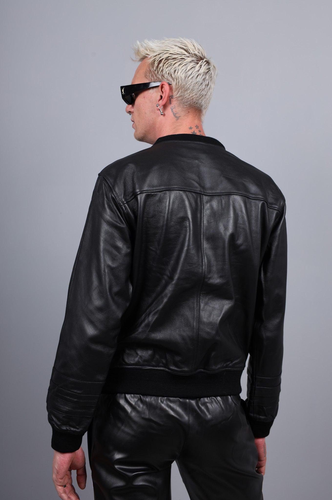 Full Black Leather Sweater at MR. Riegillio