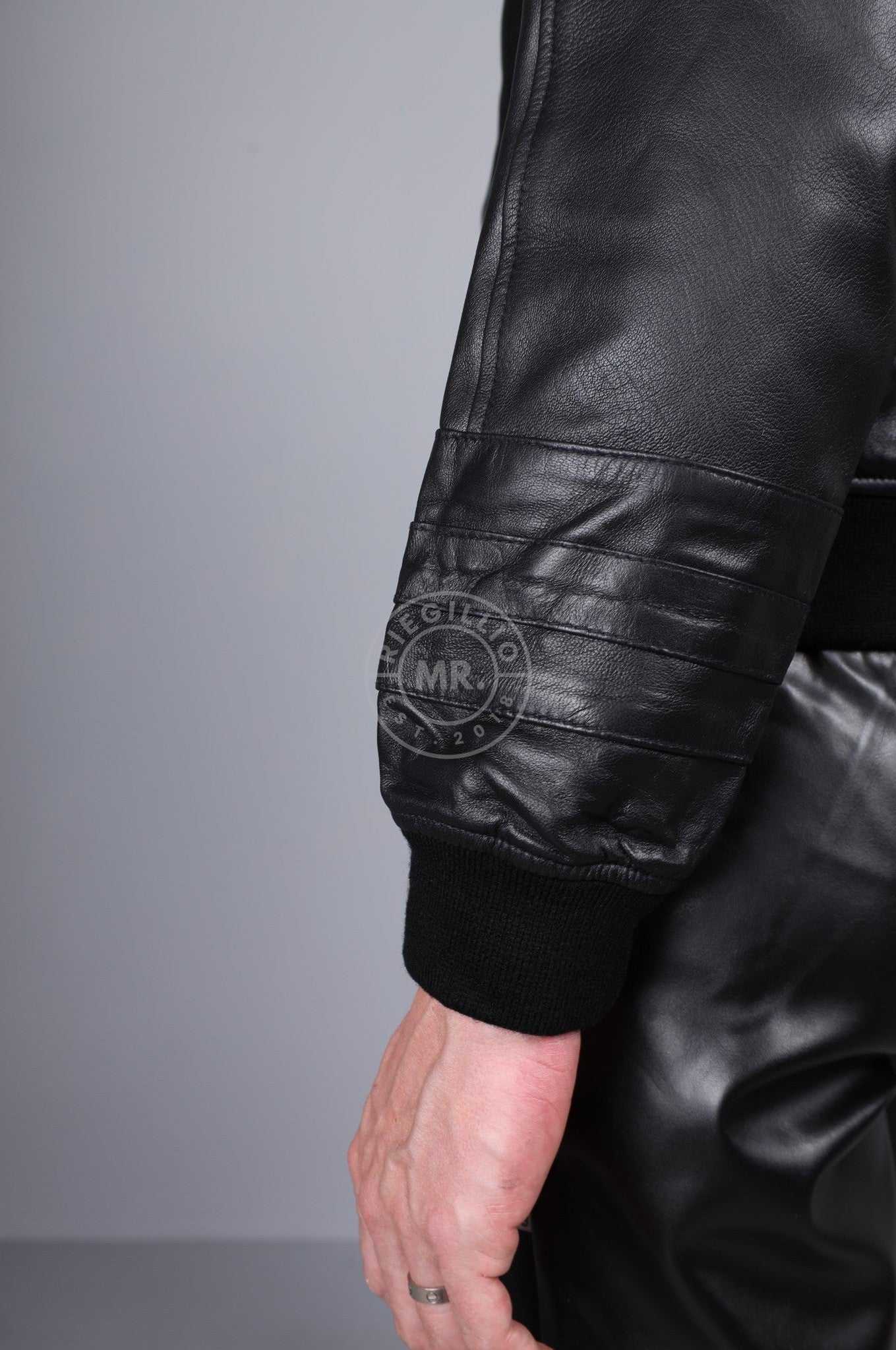 Full Black Leather Sweater at MR. Riegillio