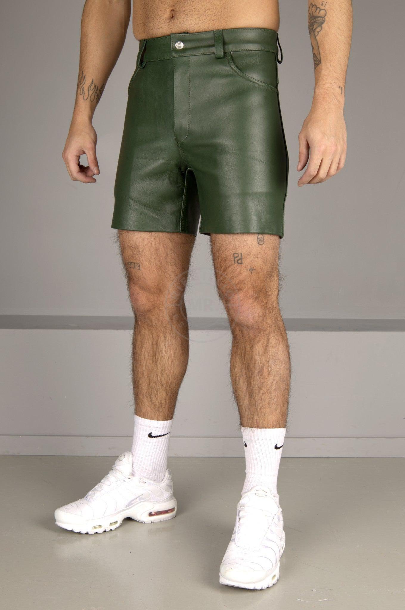 Leather 5 Pocket Short - Dark Green at MR. Riegillio