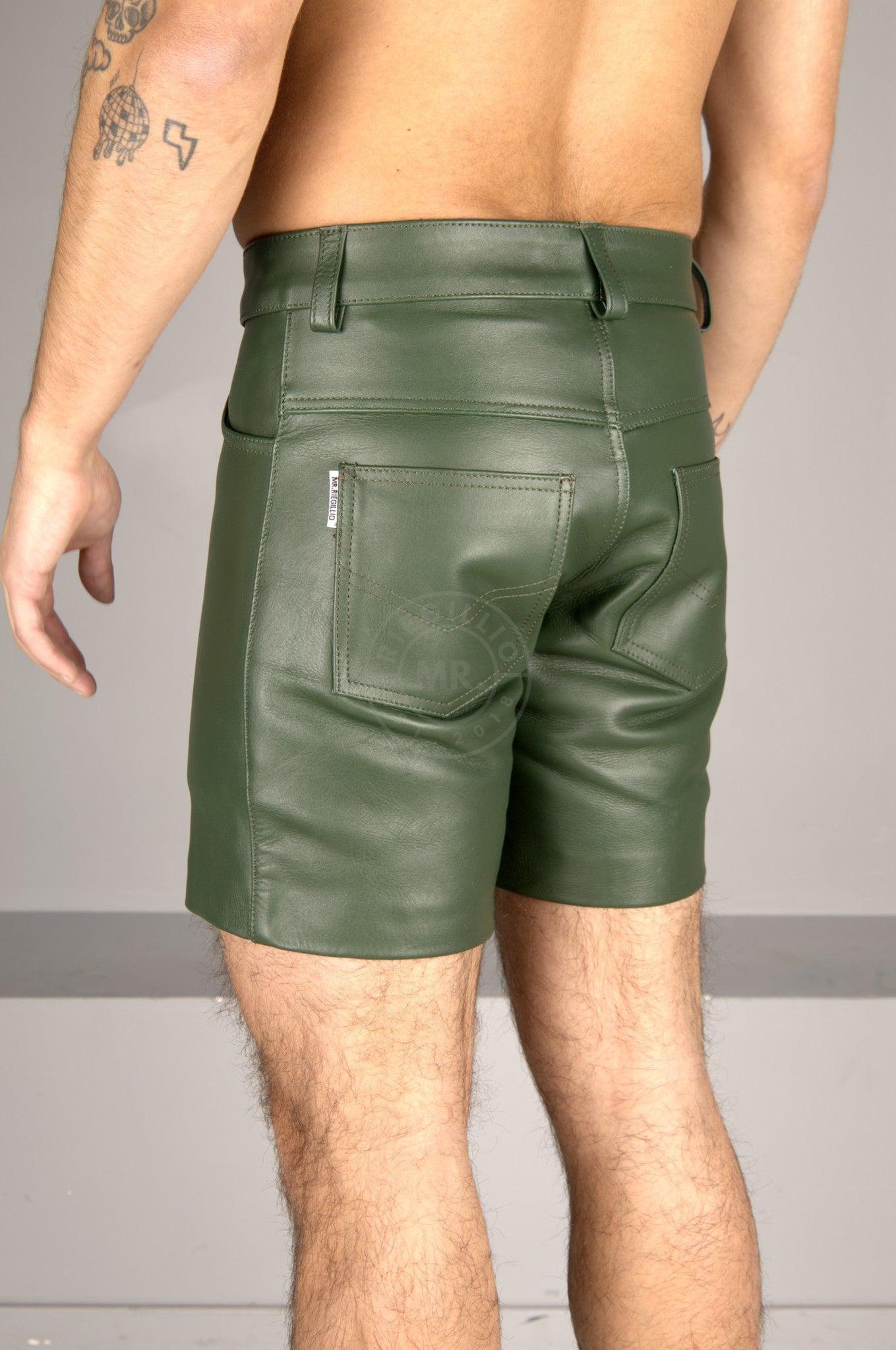 Leather 5 Pocket Short - Dark Green at MR. Riegillio