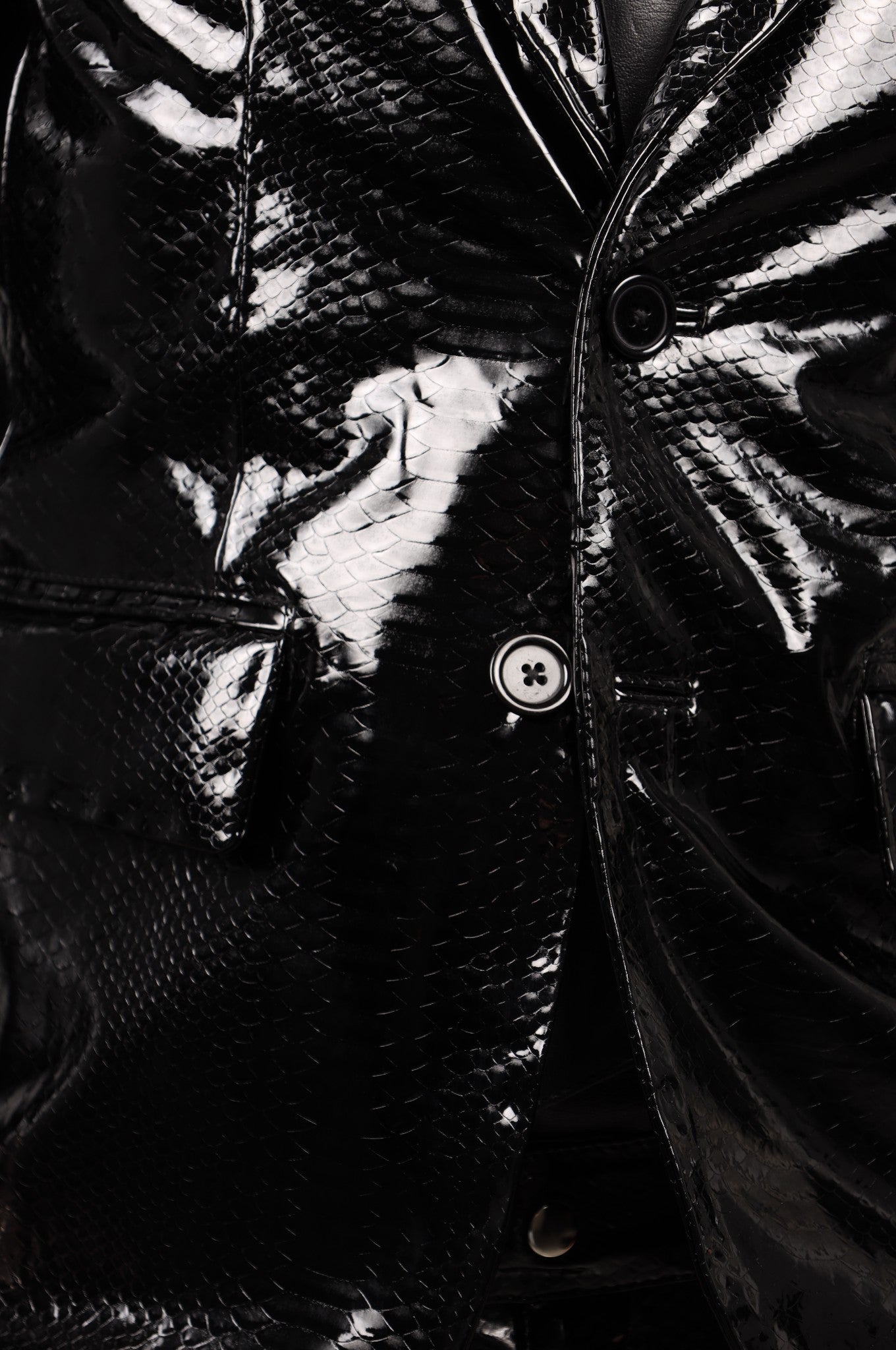 Black PVC Snake Print Blazer