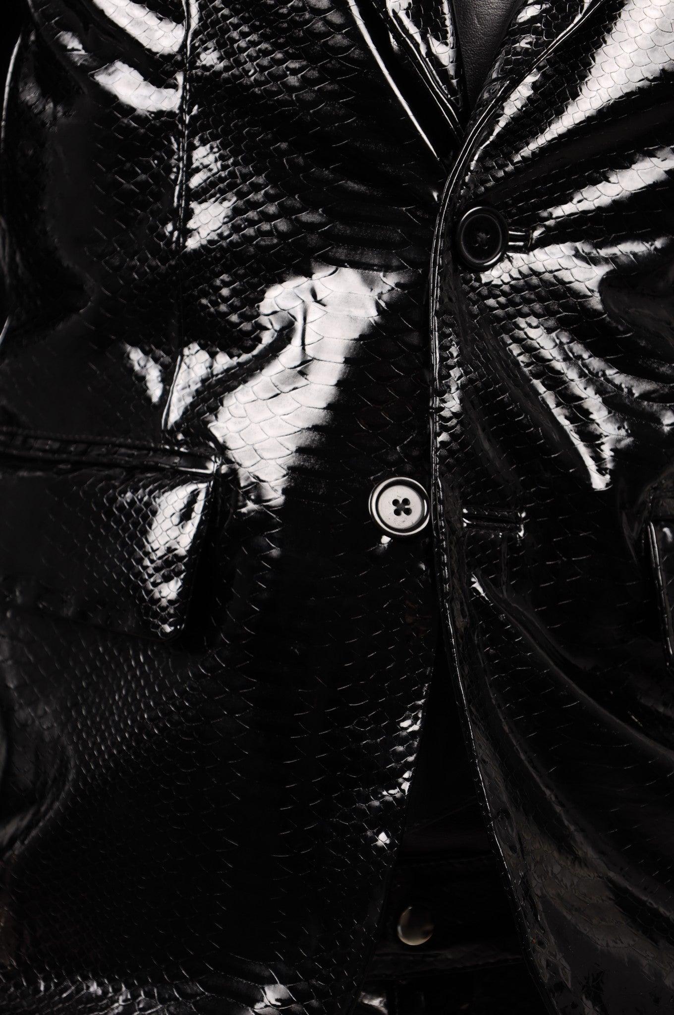 Black PVC Snake Print Blazer at MR. Riegillio