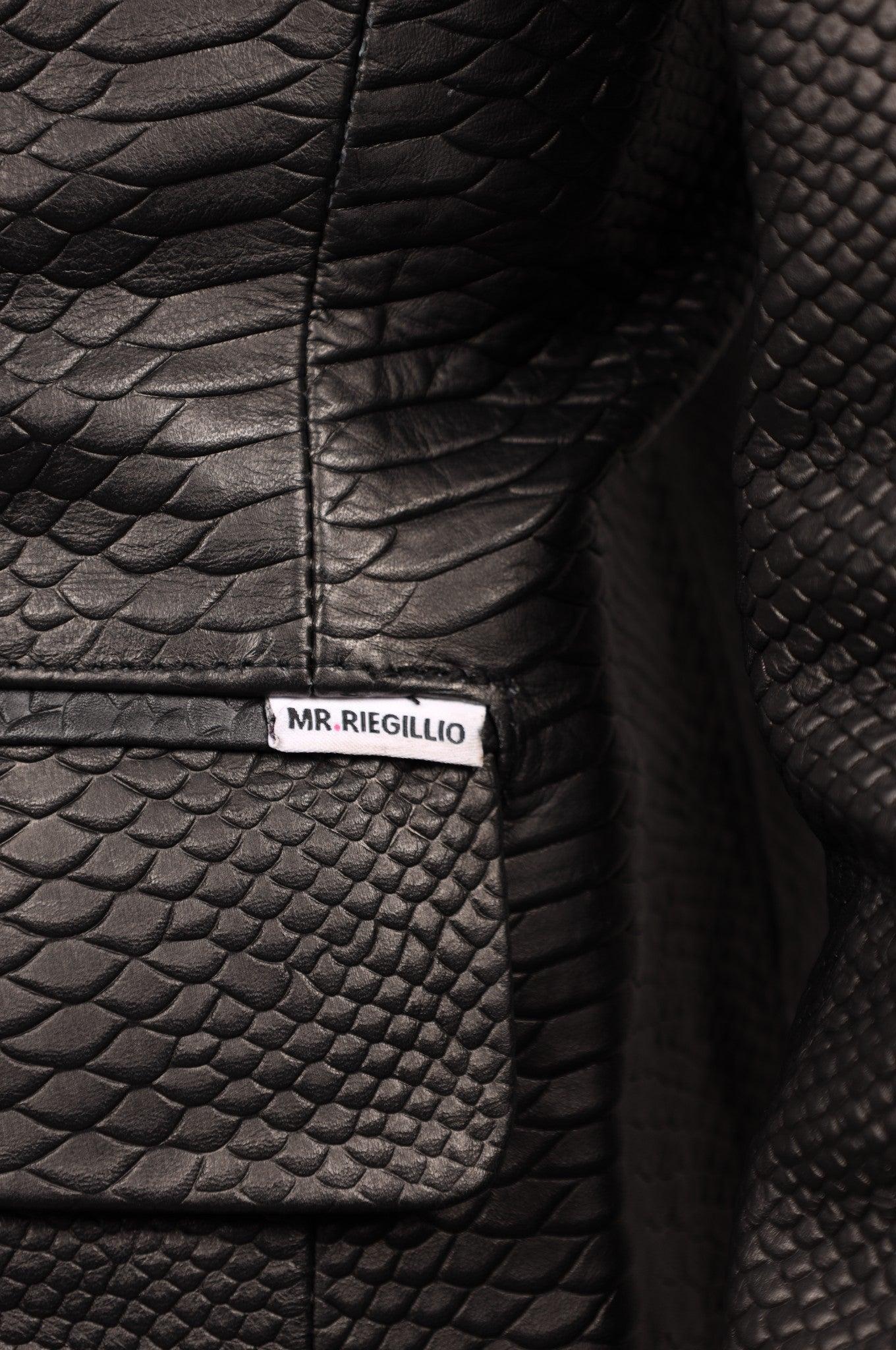 Black Leather Snake Print Blazer at MR. Riegillio