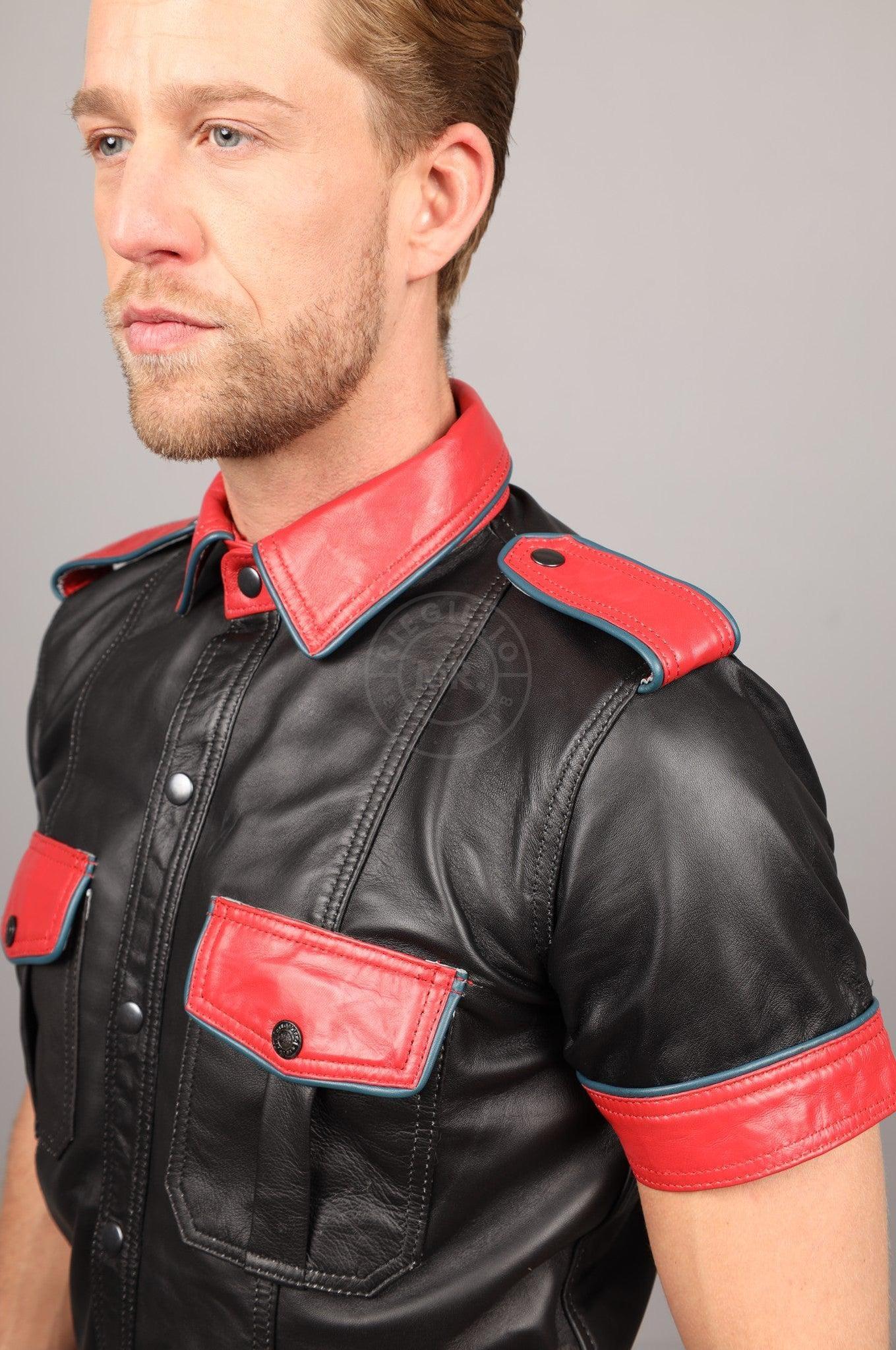 Black Leather Shirt - Red Touch at MR. Riegillio