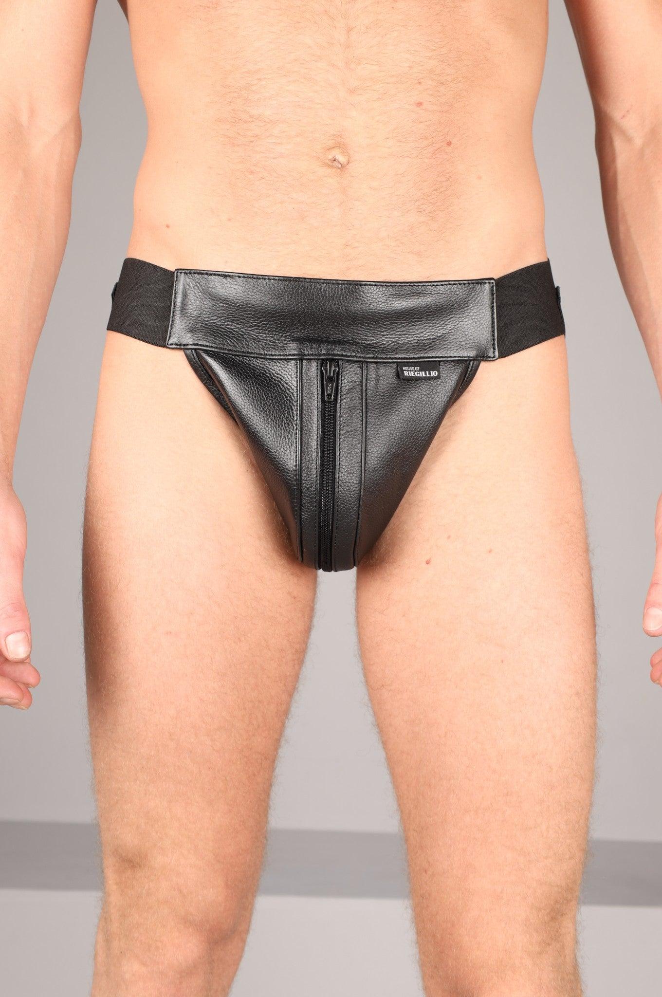 Premium Leather Jockstrap - Full Black at MR. Riegillio