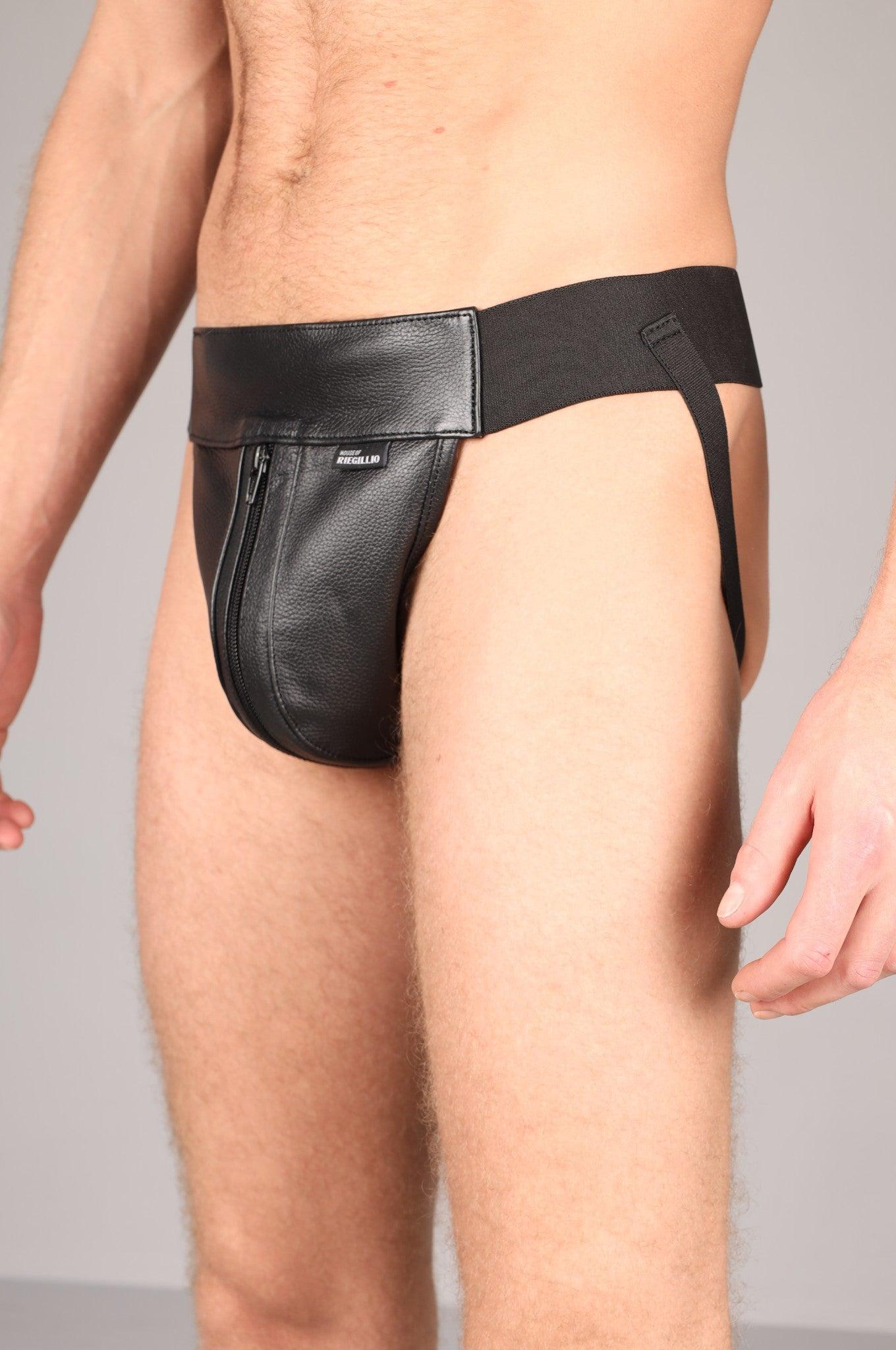 Premium Leather Jockstrap - Full Black at MR. Riegillio