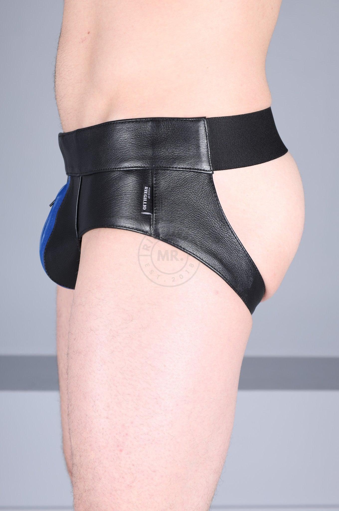 Power Leather Jockstrap - Kobalt Blue Stripe at MR. Riegillio