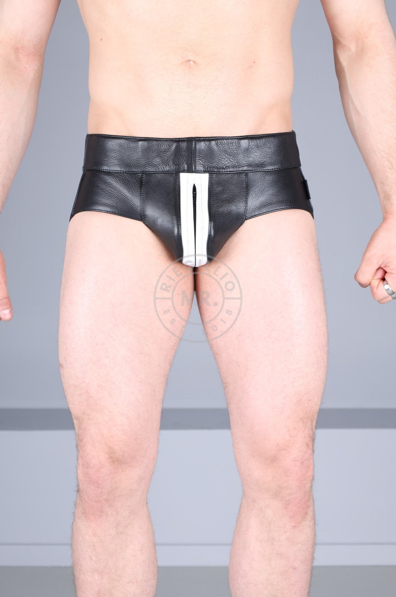 Power Leather Jockstrap - White Stripe at MR. Riegillio