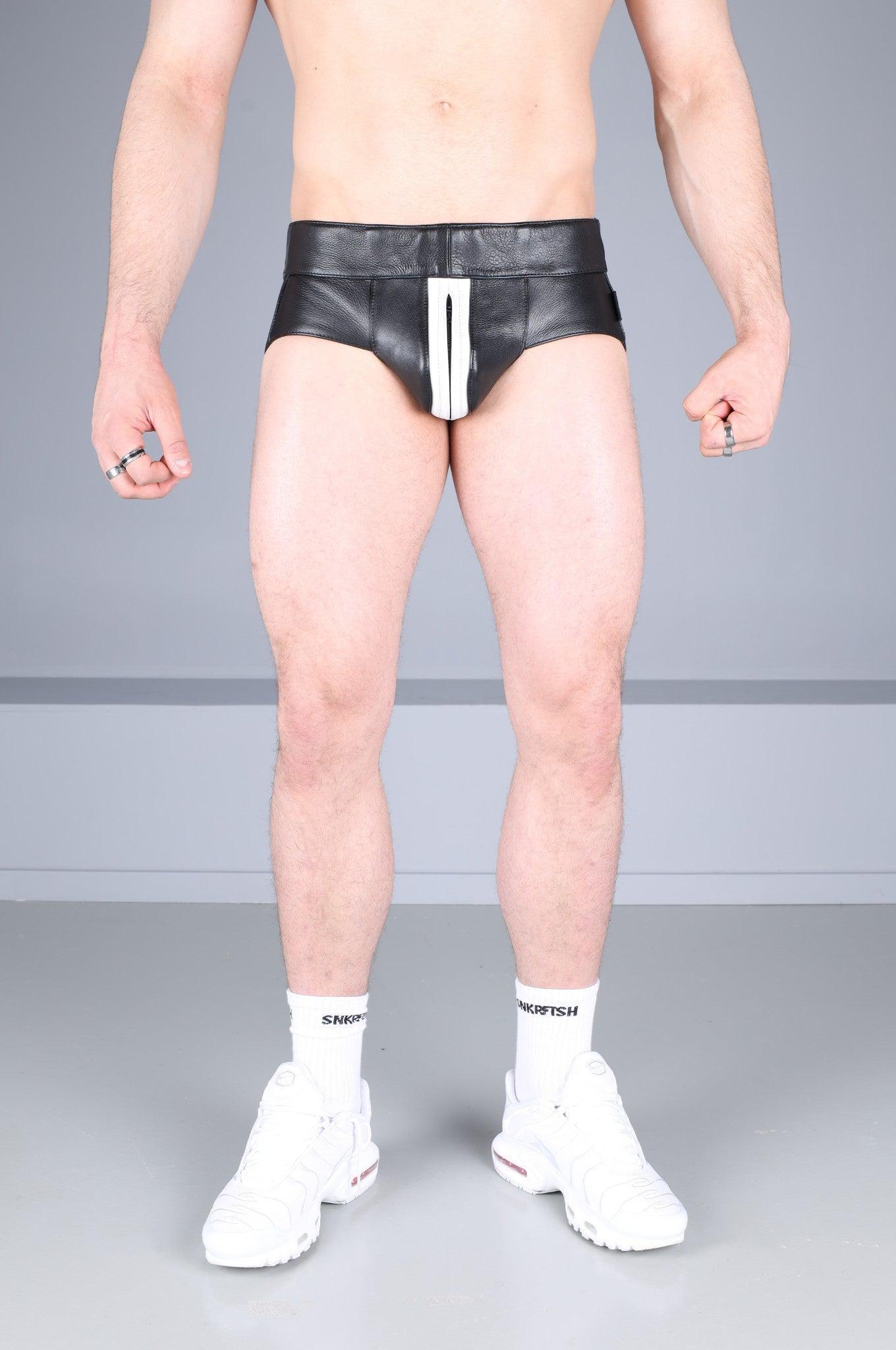 Power Leather Jockstrap - White Stripe at MR. Riegillio