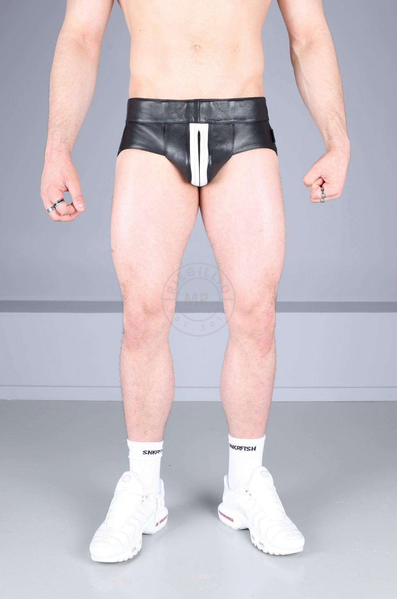 Power Leather Jockstrap - White Stripe at MR. Riegillio