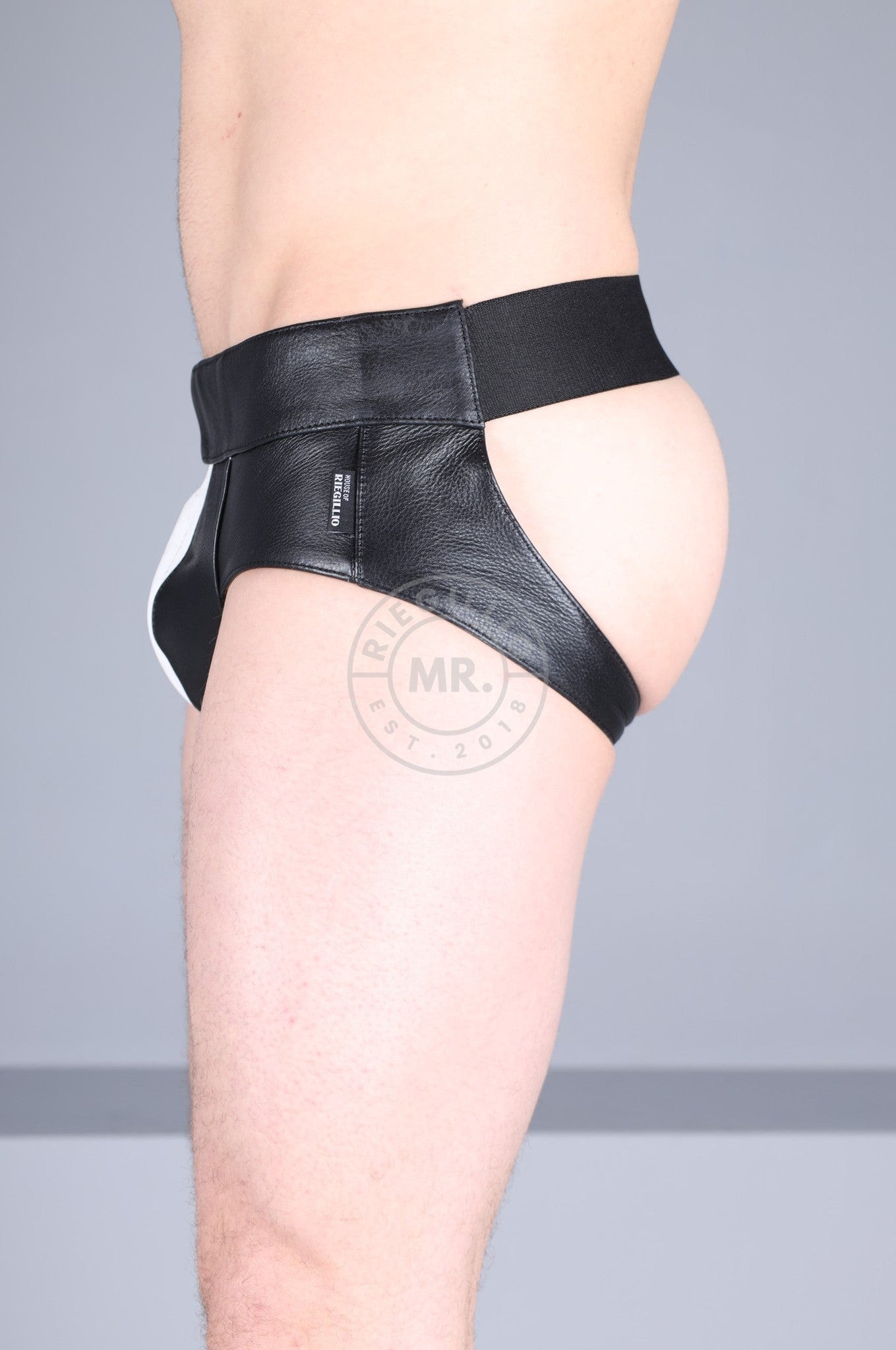 Power Leather Jockstrap - White Stripe at MR. Riegillio