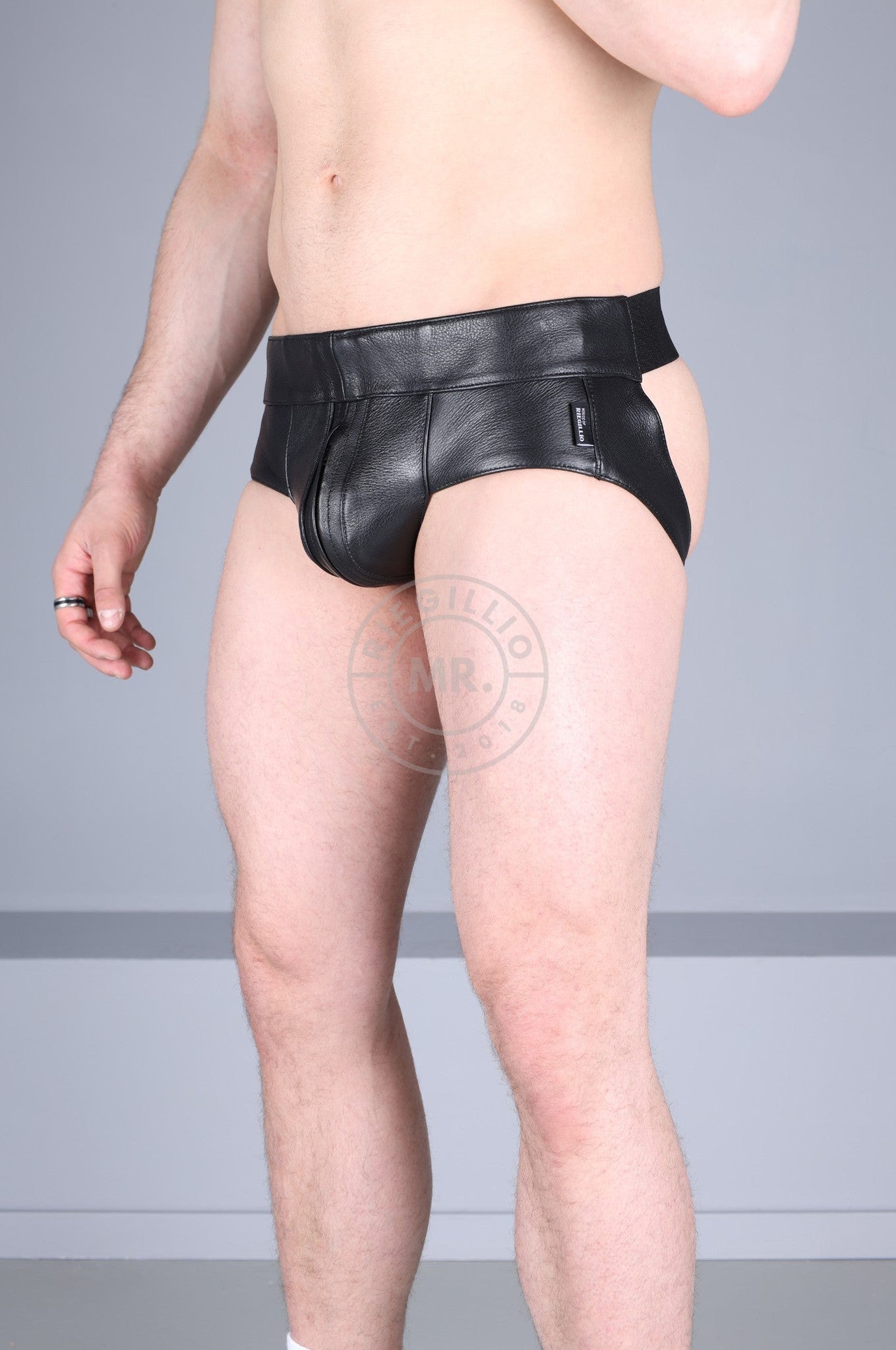 Power Leather Jockstrap - Full Black at MR. Riegillio