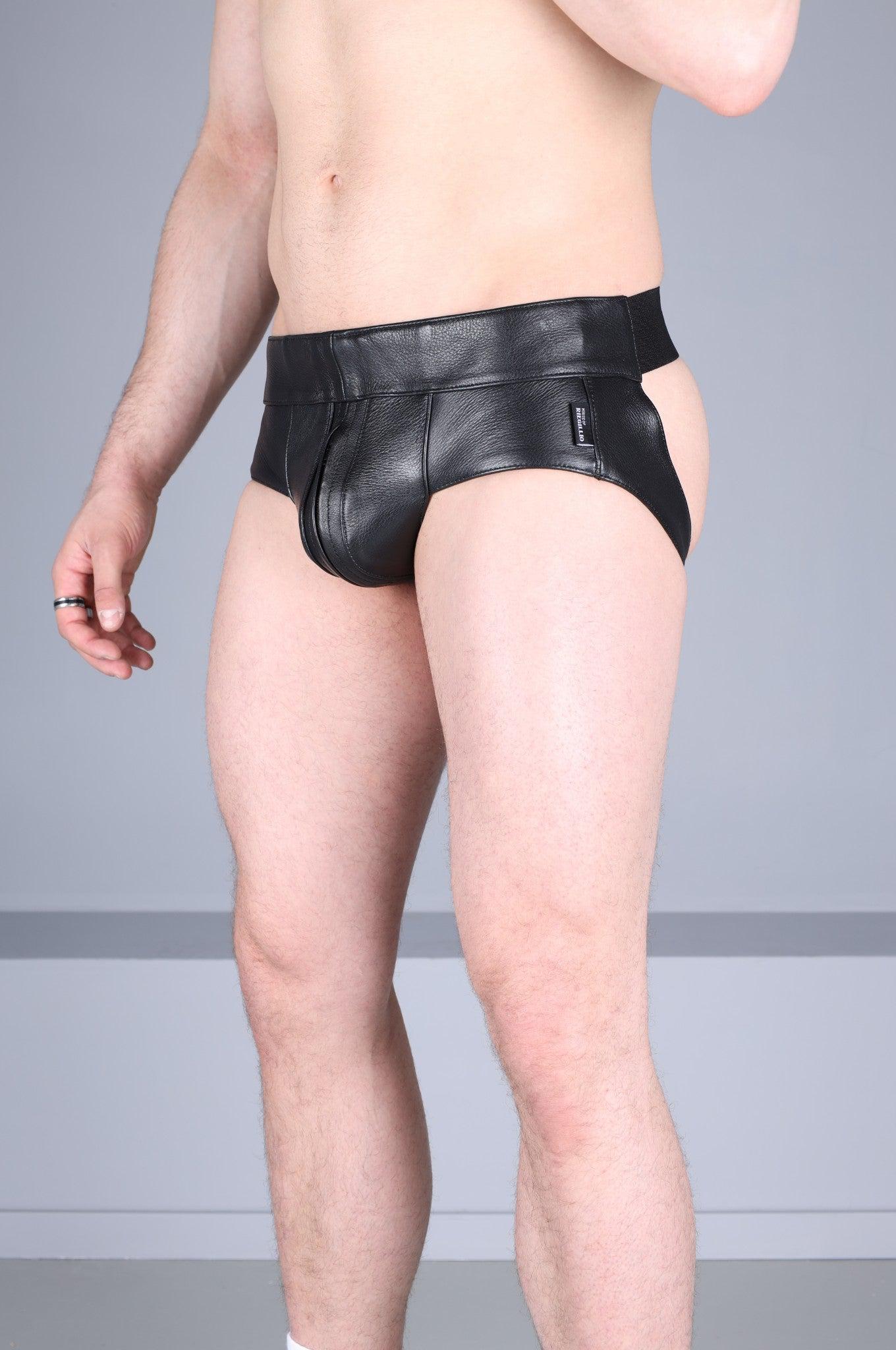 Power Leather Jockstrap - Full Black at MR. Riegillio