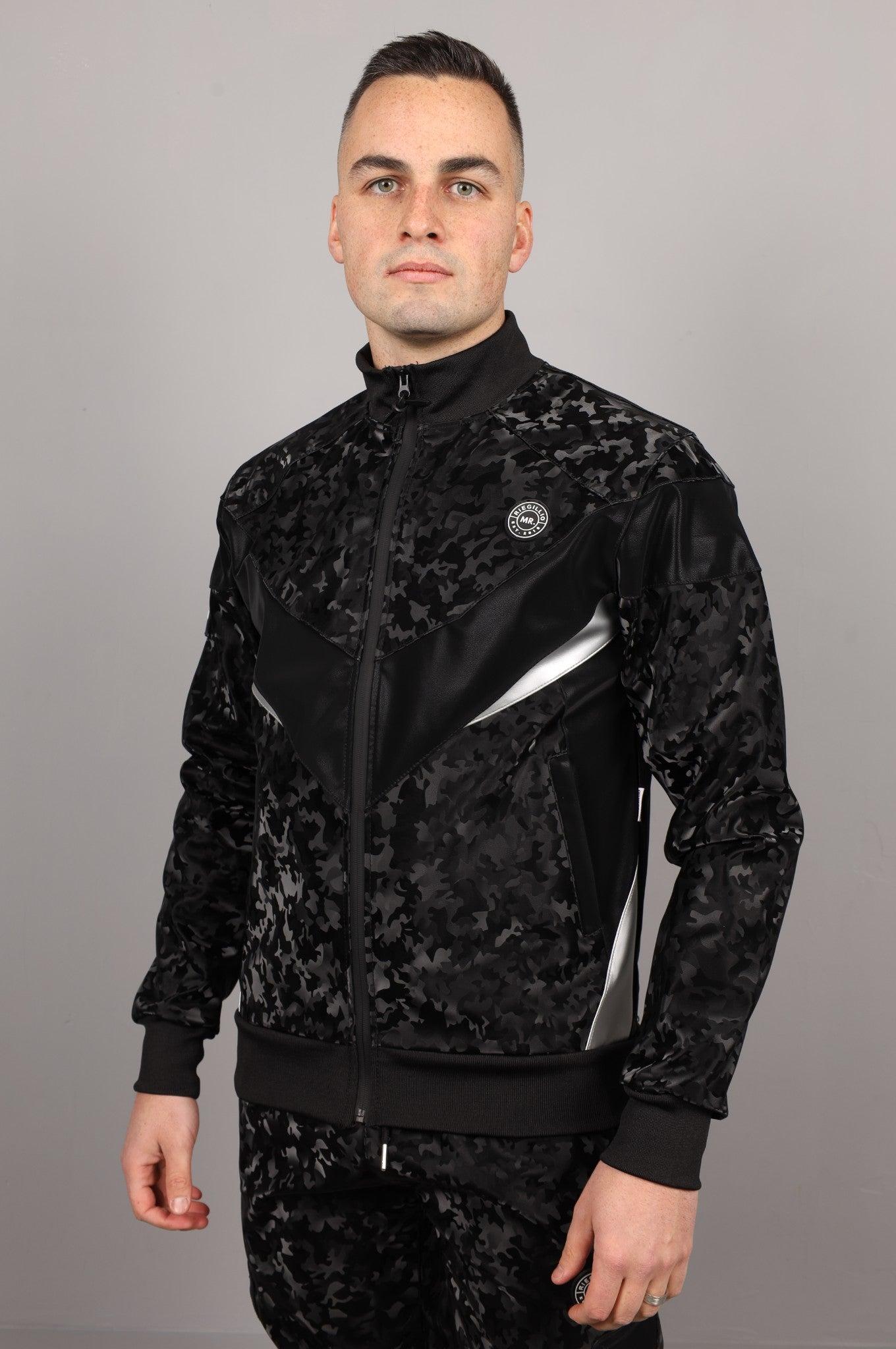 Camo Vegan Leather Tracksuit Jacket at MR. Riegillio